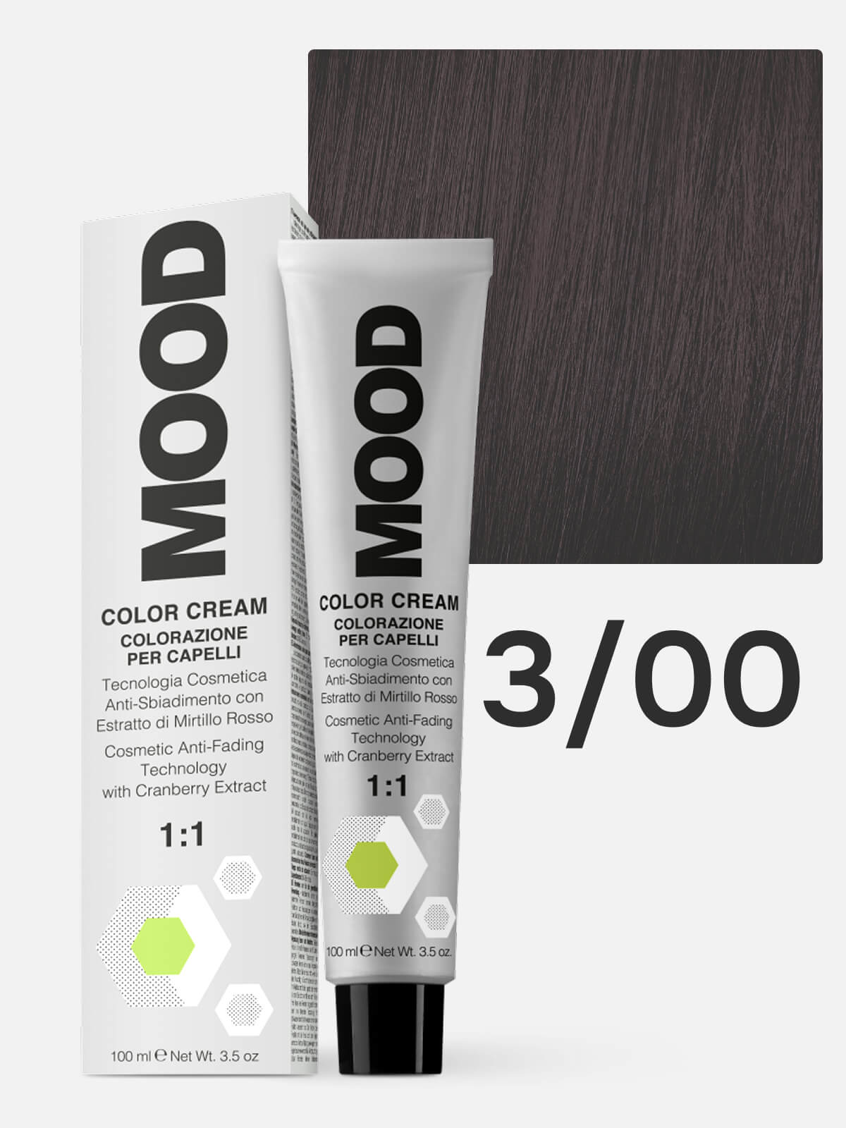 mood Краска для волос 3/00 интенсивный темно каштановый 100мл MOOD Краска для волос 3/00 интенсивный темно-каштановый 100мл — изображение 1