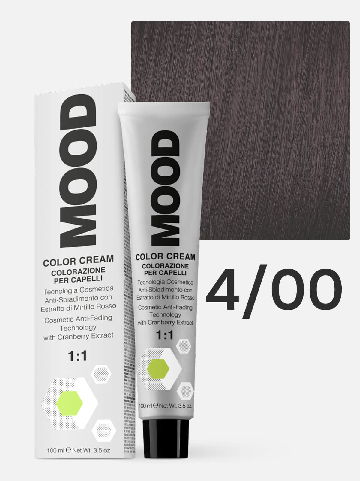 mood Краска для волос 4/00 интенсивный каштановый 100мл MOOD Краска для волос 4/00 интенсивный каштановый 100мл — изображение 1