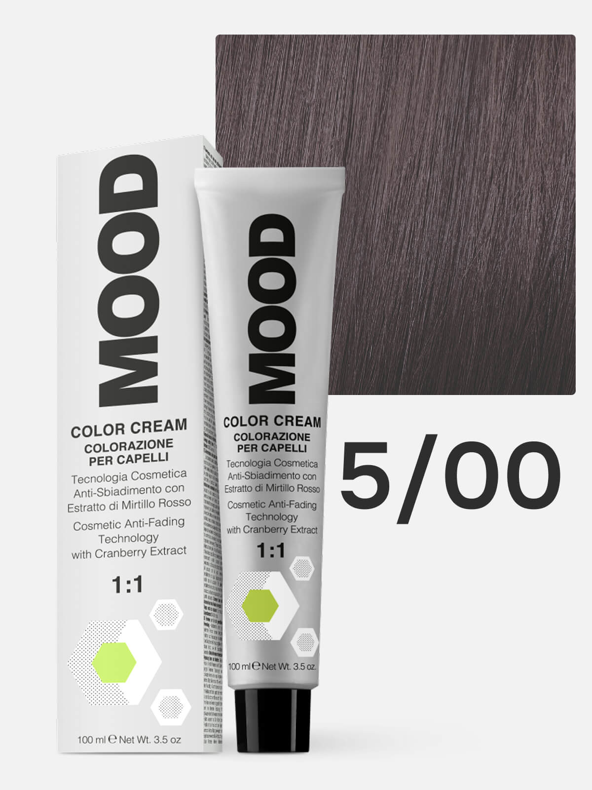 mood Краска для волос 5/00 интенсивный светло каштановый 100мл MOOD Краска для волос 5/00 интенсивный светло-каштановый 100мл — изображение 1