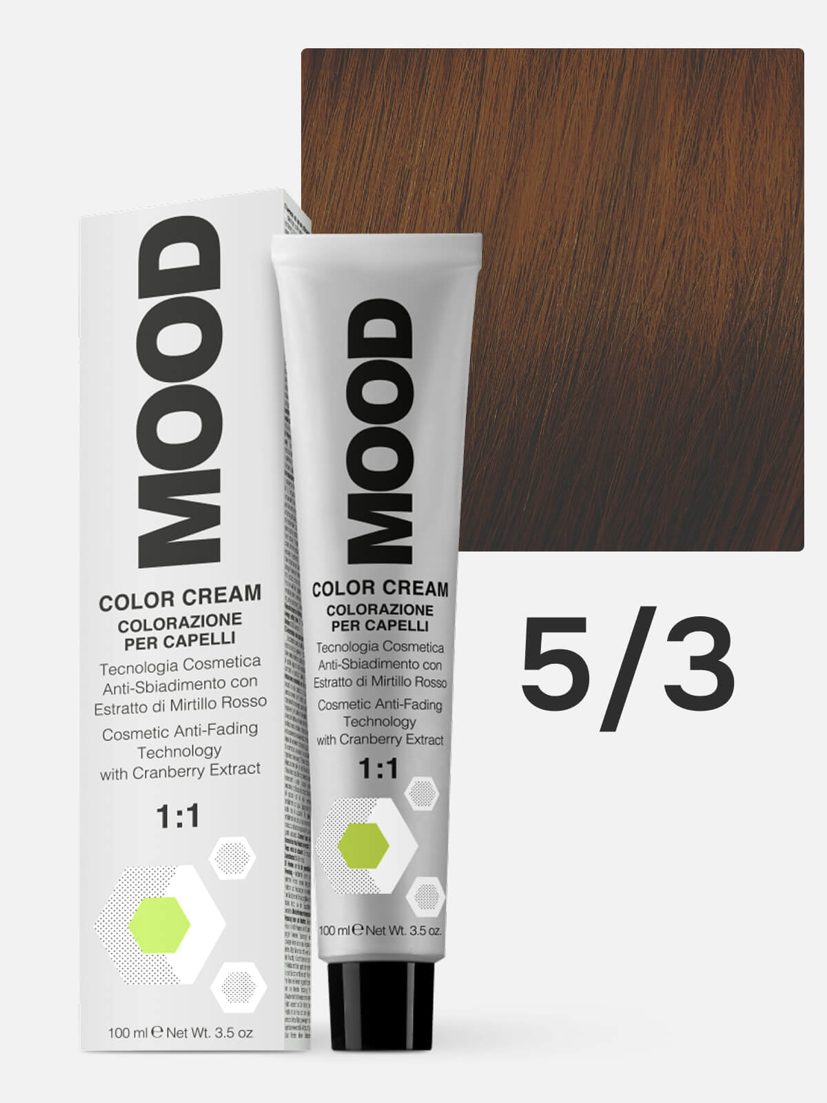 mood Краска для волос 5/3 золотистый светло каштановый castano chiaro dorato 100мл MOOD Краска для волос 5/3 золотистый светло-каштановый Castano Chiaro Dorato 100мл — изображение 1