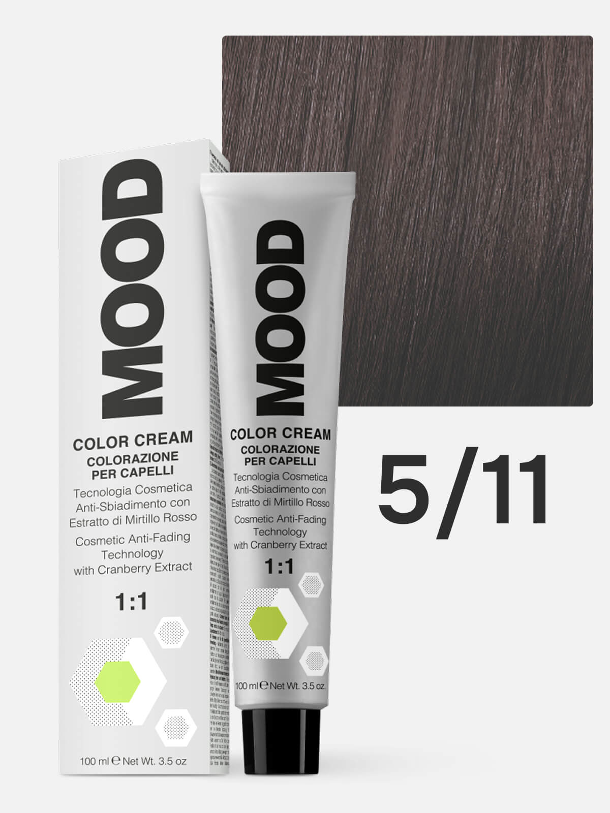mood Краска для волос 5/11 светлый шатен интенсивный пепельный 100мл MOOD Краска для волос 5/11 светлый шатен интенсивный пепельный 100мл — изображение 1