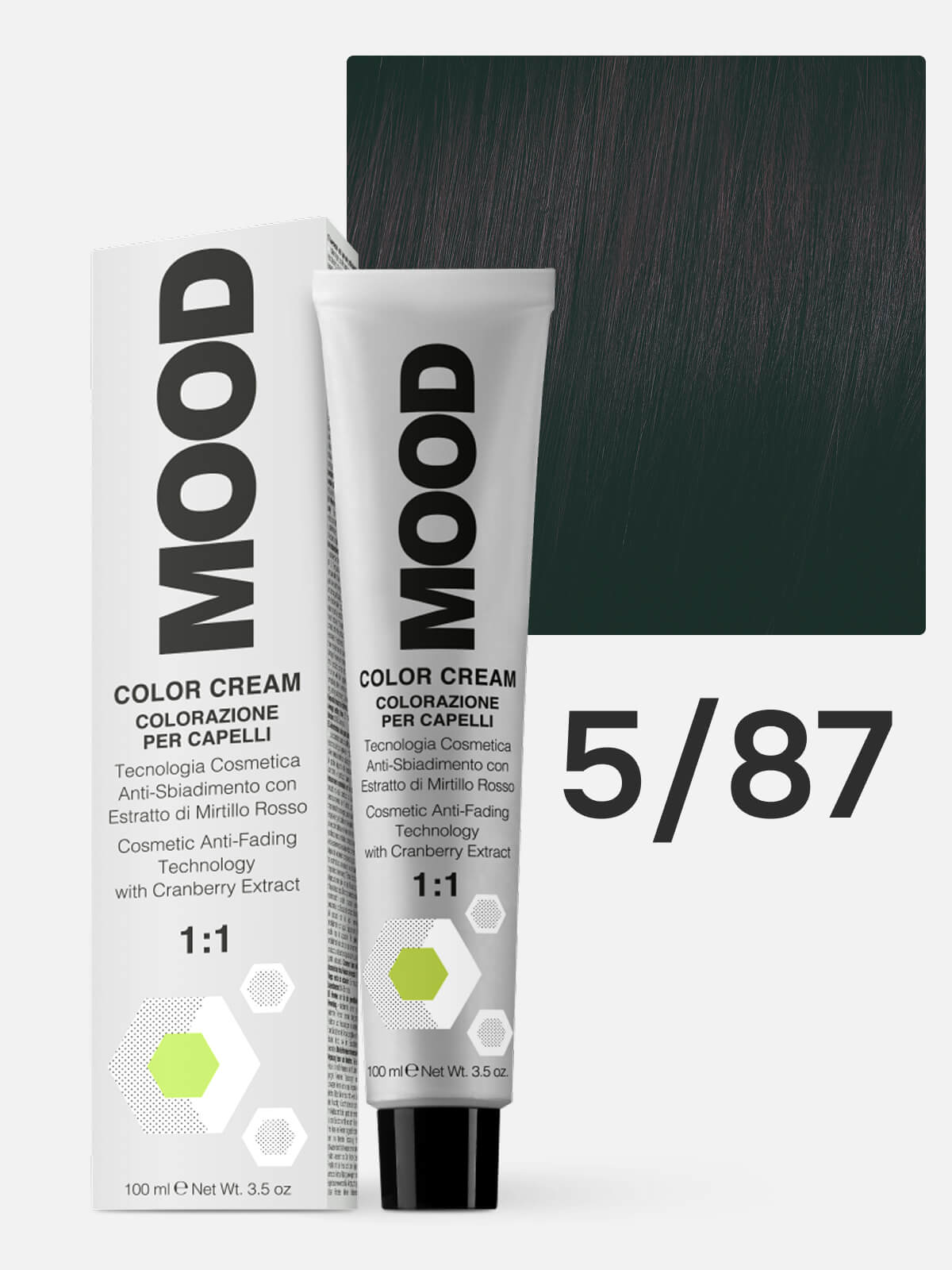 mood Краска для волос 5/87 светлый шатен коричнево фиолетовый 100мл MOOD Краска для волос 5/87 светлый шатен коричнево-фиолетовый 100мл — изображение 1