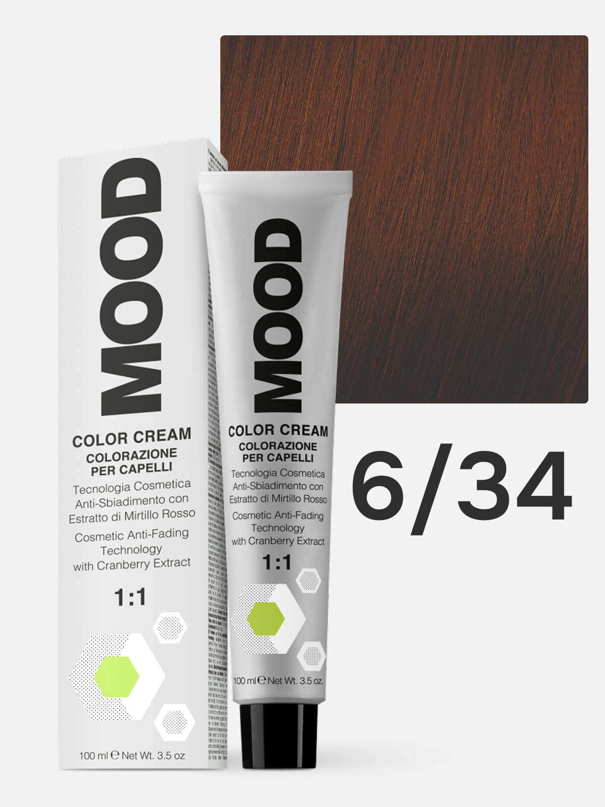 mood Краска для волос 6/34 медный золотистый темный блонд 100мл MOOD Краска для волос 6/34 медный золотистый темный блонд 100мл — изображение 1