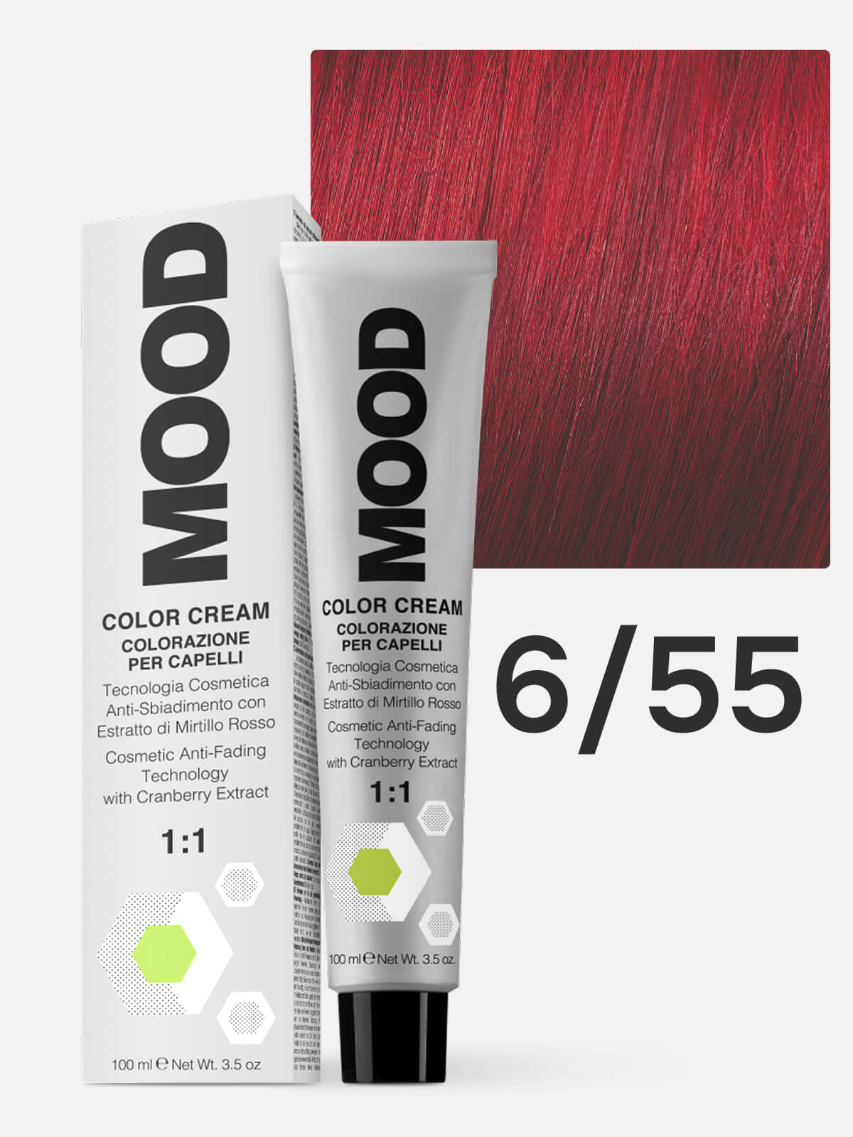 mood Краска для волос 6/55 темный блонд красный интенсивный biondo scuro rosso intenso 100мл MOOD Краска для волос 6/55 темный блонд красный интенсивный Biondo Scuro Rosso Intenso 100мл — изображение 1