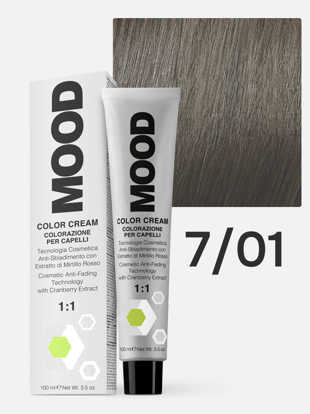 mood Краска для волос 7/01 натуральный пепельный блонд 100мл MOOD Краска для волос 7/01 натуральный пепельный блонд 100мл — изображение 1