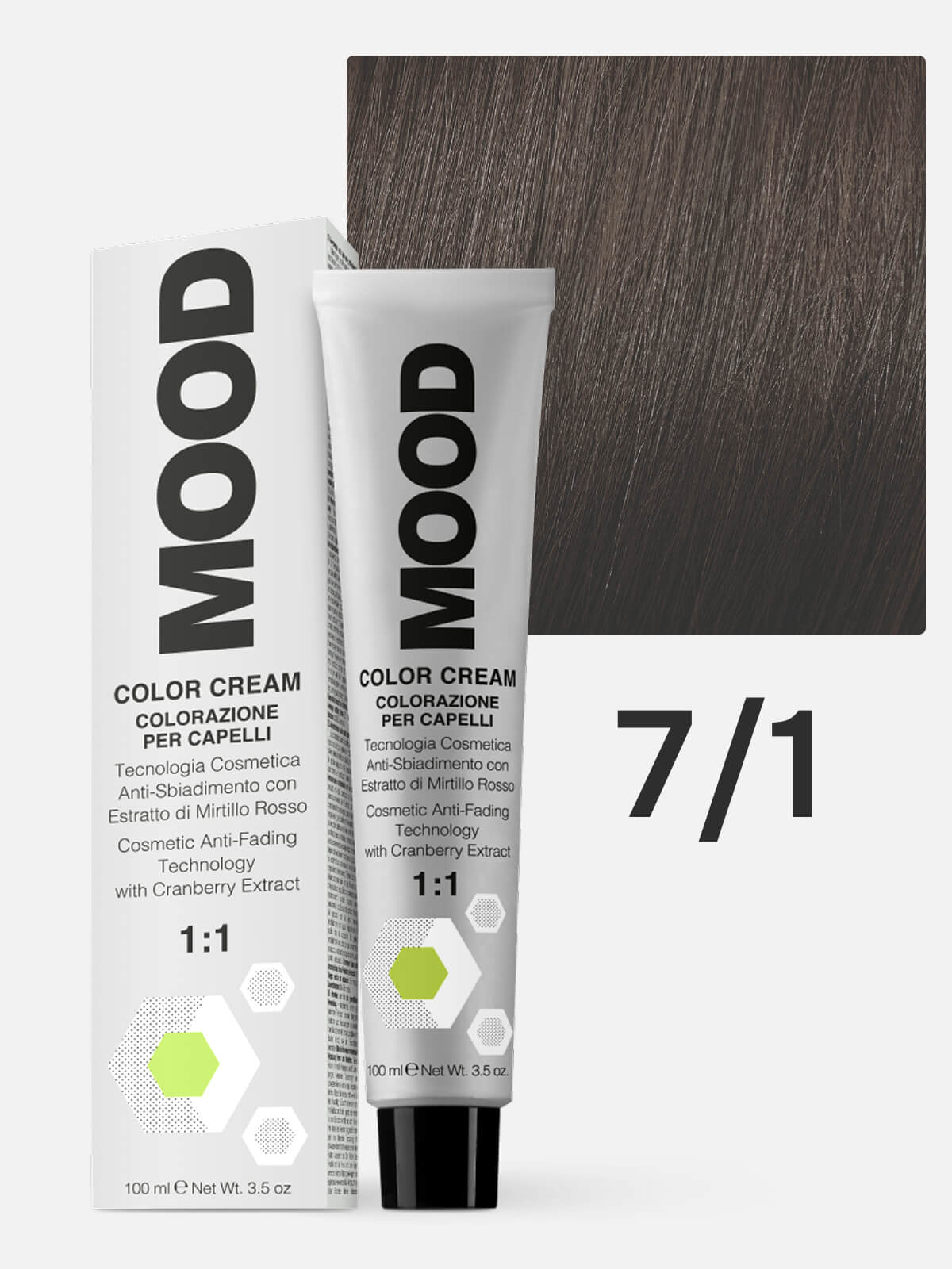 mood Краска для волос 7/1 интенсивный пепельный блонд 100мл MOOD Краска для волос 7/1 интенсивный пепельный блонд 100мл — изображение 1