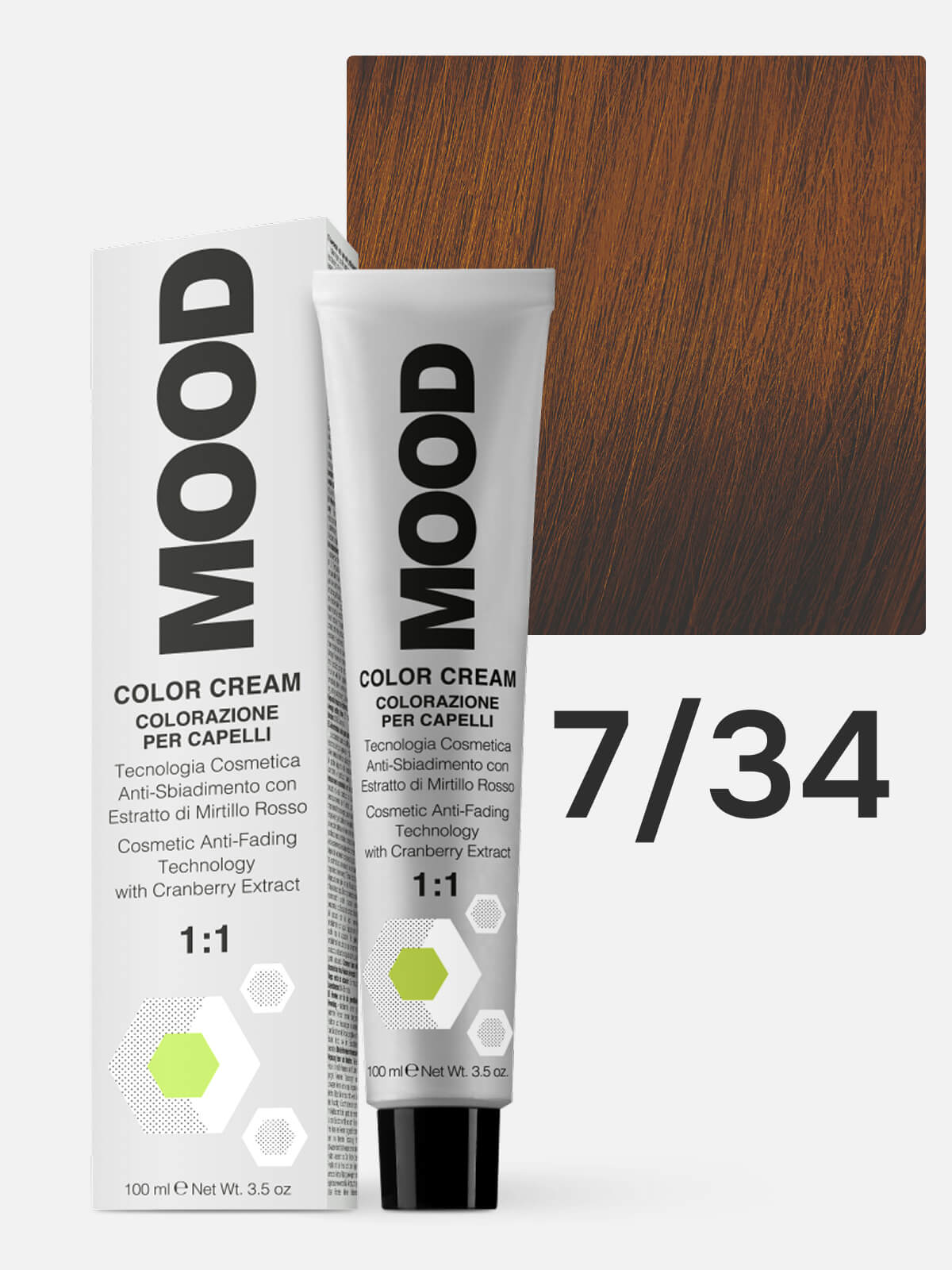 mood Краска для волос 7/34 медный золотистый блонд 100мл MOOD Краска для волос 7/34 медный золотистый блонд 100мл — изображение 1