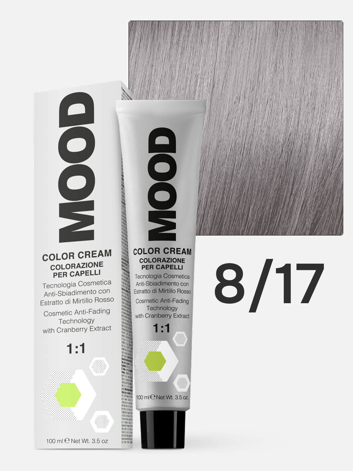 mood Краска для волос 8/17 светлый блонд пепельно перламутровый 100мл MOOD Краска для волос 8/17 светлый блонд пепельно-перламутровый 100мл — изображение 1