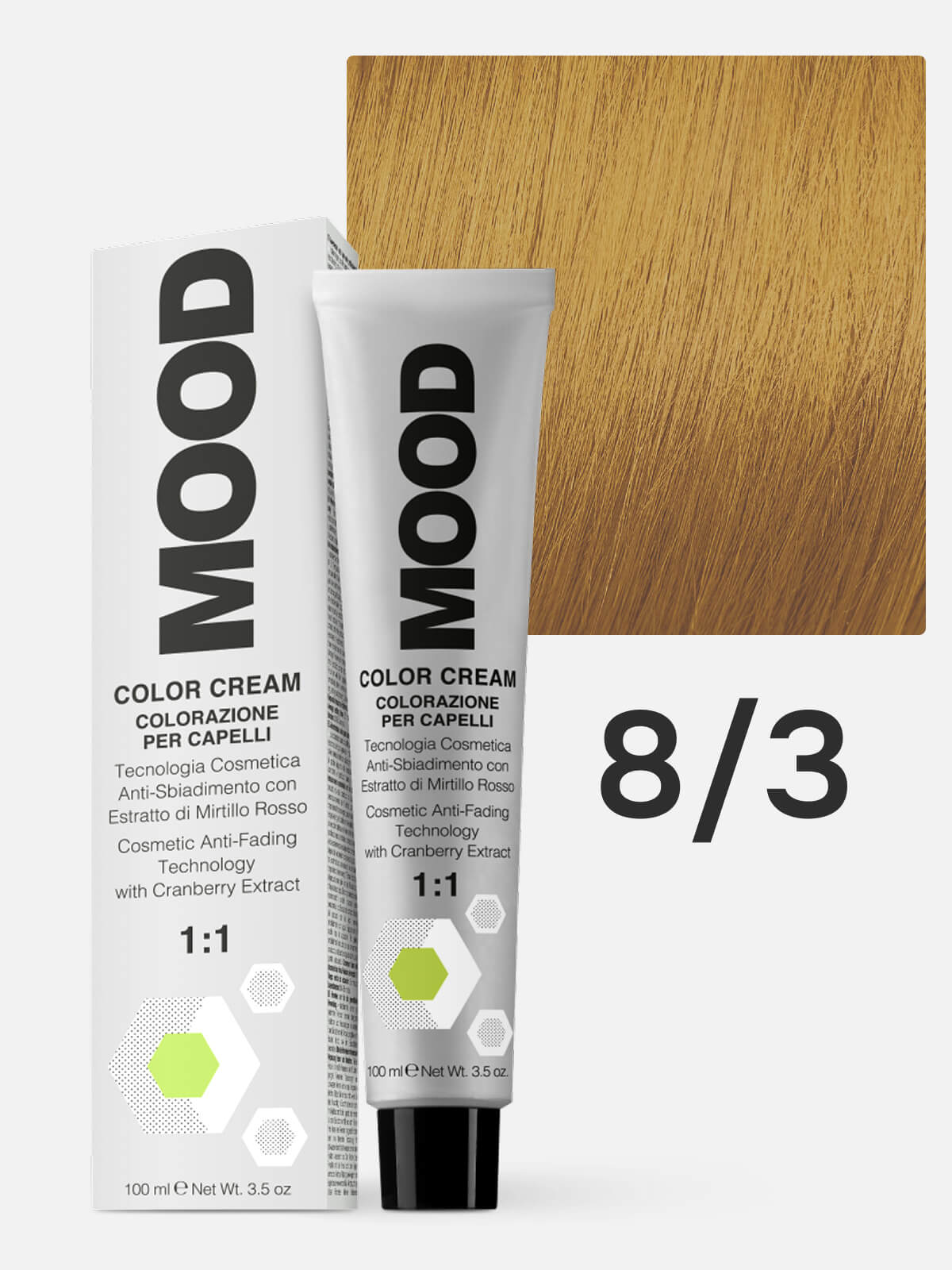mood Краска для волос 8/3 золотистый светлый блонд biondo chiaro dorato 100мл MOOD Краска для волос 8/3 золотистый светлый блонд Biondo Chiaro Dorato 100мл — изображение 1