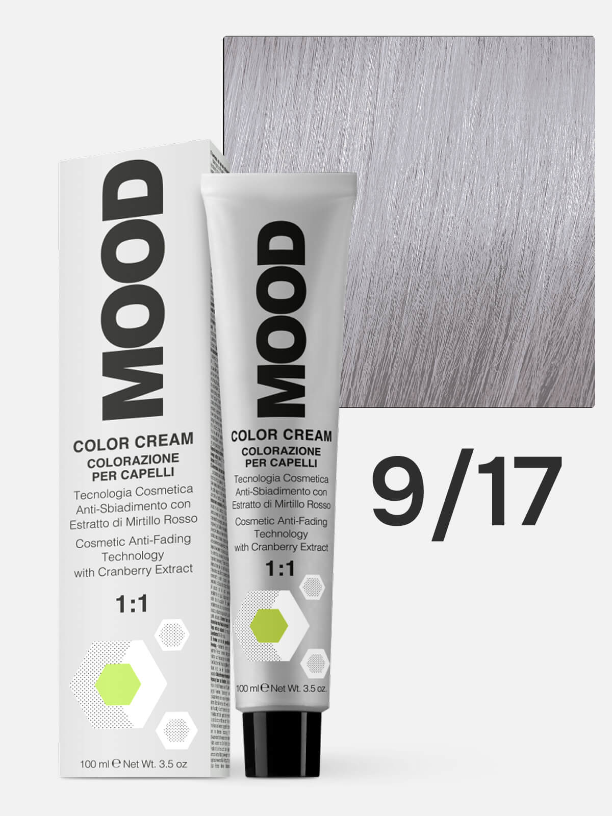 mood Краска для волос 9/17 очень светлый блонд пепельно перламутровый 100мл MOOD Краска для волос 9/17 очень светлый блонд пепельно-перламутровый 100мл — изображение 1