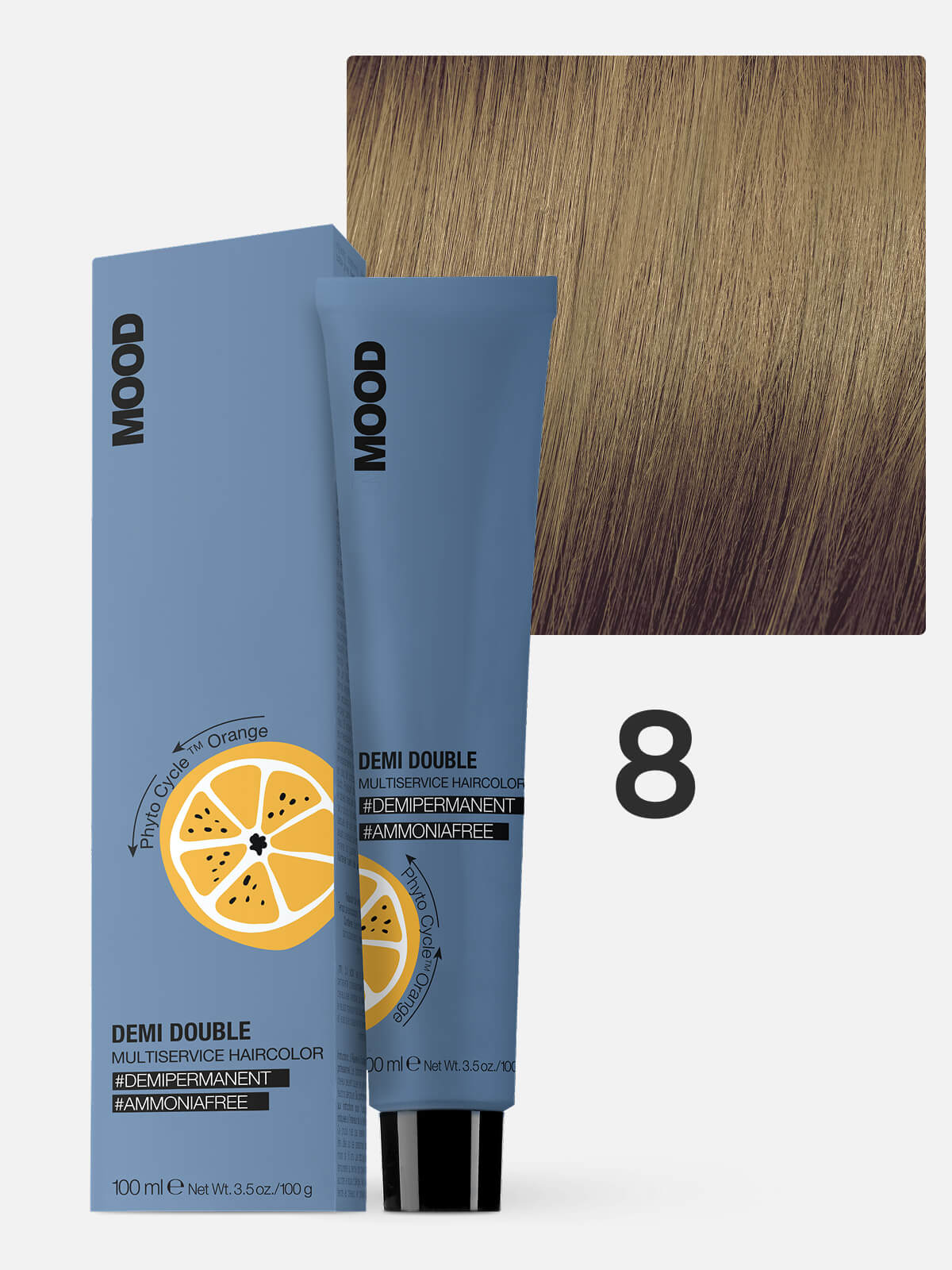 mood demi double Краска для волос 8 натуральный светлый блондин 100мл MOOD DEMI DOUBLE Краска для волос 8 натуральный светлый блондин 100мл — изображение 1