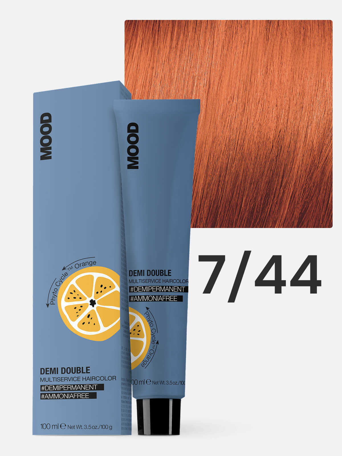 mood demi double Краска для волос 7.44 интенсивный медный блондин 100мл MOOD DEMI DOUBLE Краска для волос 7.44 интенсивный медный блондин 100мл — изображение 1