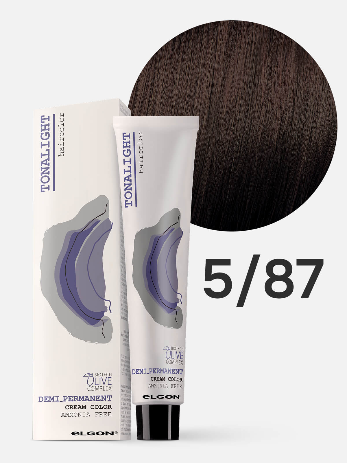 elgon tonalight Краска для волос тонирующая деми перманентная 5.87 светлый шатен коричнево фиолетовый 100мл ELGON TONALIGHT Краска для волос тонирующая деми-перманентная 5.87 светлый шатен коричнево-фиолетовый 100мл — изображение 1