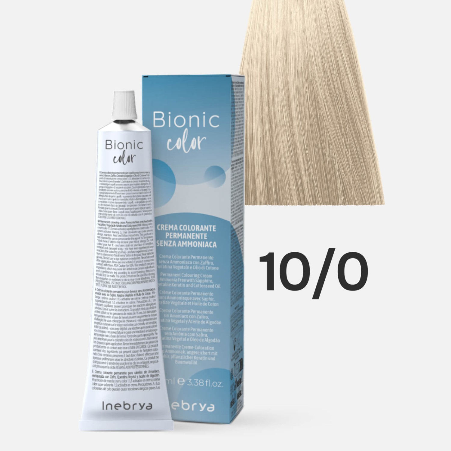 inebrya bionic color Крем краска для волос безамм 10/0 blonde platinum Светлый платиновый блондин 100мл INEBRYA Bionic Color 10/0 Краска для волос без аммиака Светлый блонд Натуральный 100 мл — изображение 1