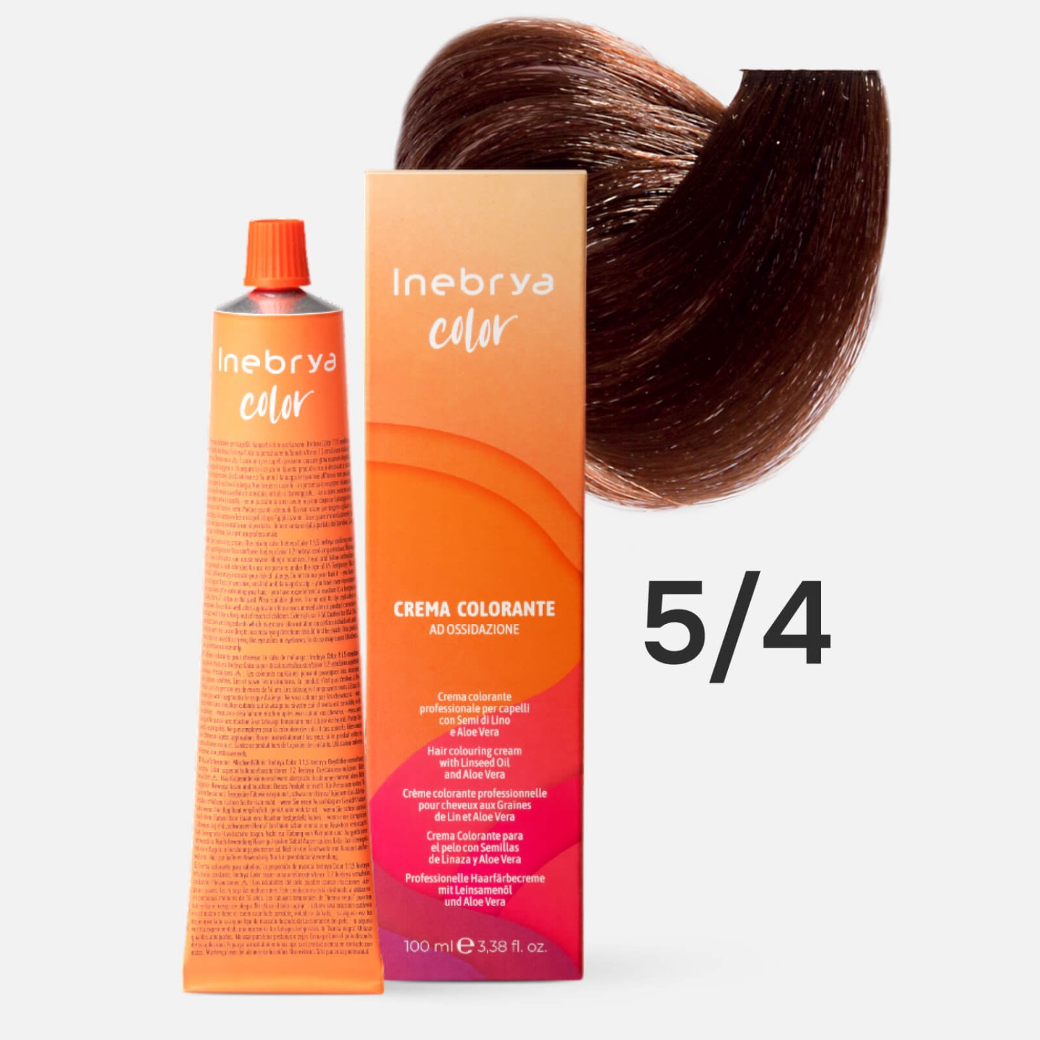 inebrya color 5/4 Профессиональная крем краска для волос Светлый каштановый медный 100 мл INEBRYA Color 5/4 Профессиональная крем-краска для волос Светлый каштановый медный 100 мл — изображение 1