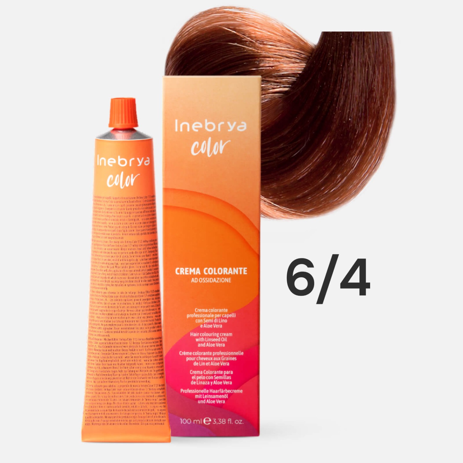 inebrya color 6/4 Профессиональная крем краска для волос Темный русый медный 100 мл INEBRYA Color 6/4 Профессиональная крем-краска для волос Темный русый медный 100 мл — изображение 1