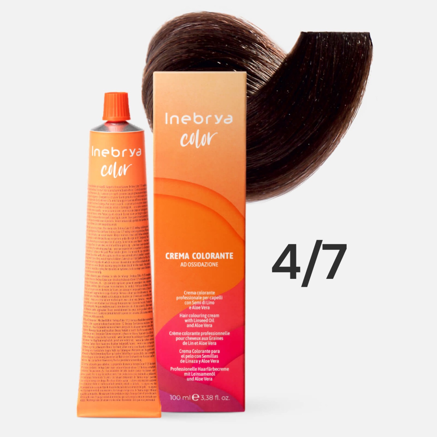 inebrya color 4/7 Профессиональная крем краска для волос Каштановый коричневый 100 мл INEBRYA Color 4/7 Профессиональная крем-краска для волос Каштановый коричневый 100 мл — изображение 1