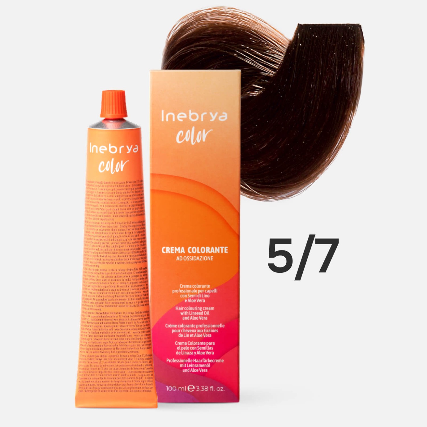 inebrya color 5/7 Профессиональная крем краска для волос Светлый каштановый коричневый 100 мл INEBRYA Color 5/7 Профессиональная крем-краска для волос Светлый каштановый коричневый 100 мл — изображение 1