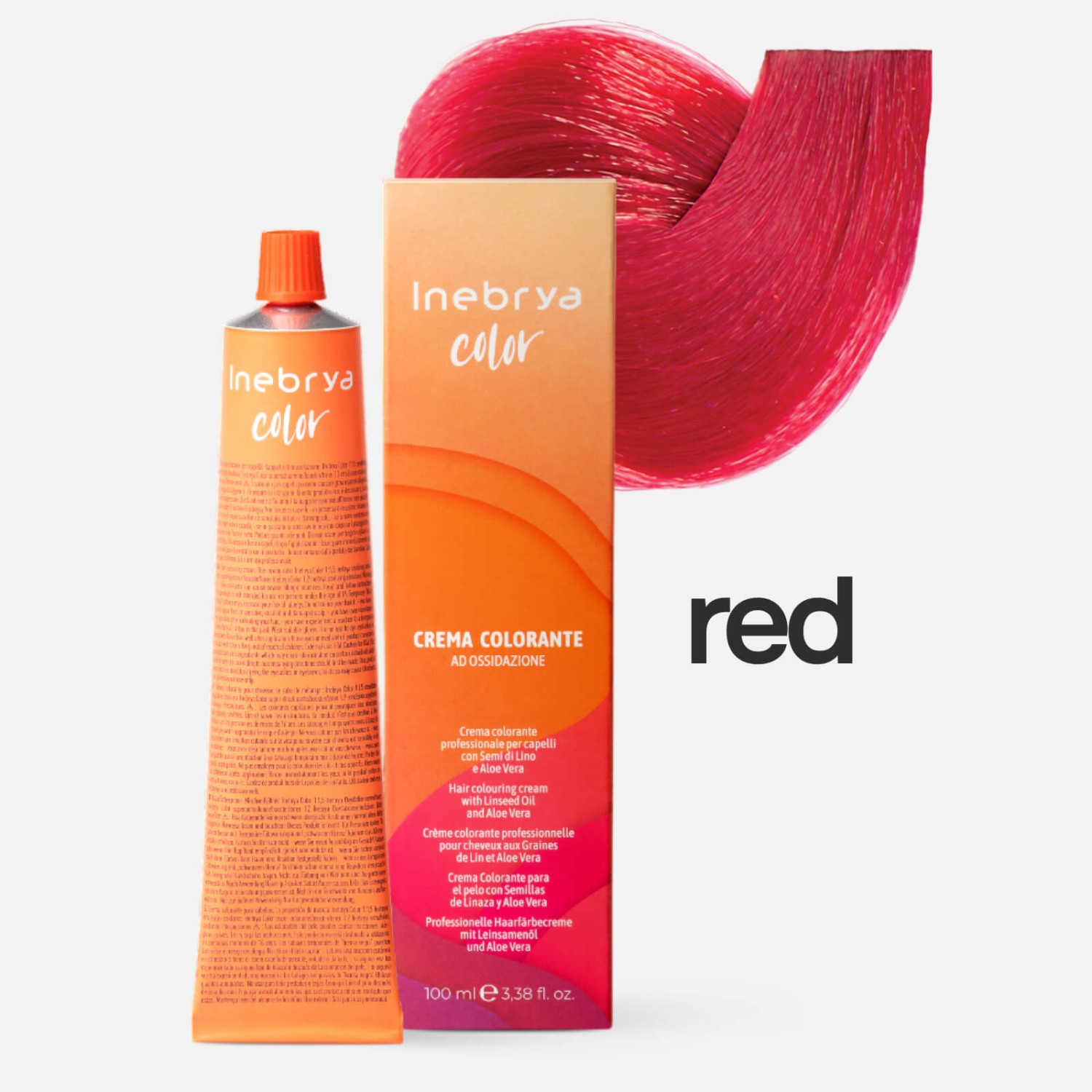 inebrya color Краска для волос перманентная с маслом семян льна и экстрактом алоэ вера crema colorante red Красный 100мл INEBRYA Color RED Профессиональная крем-краска для волос Корректор Красный 100 мл — изображение 1