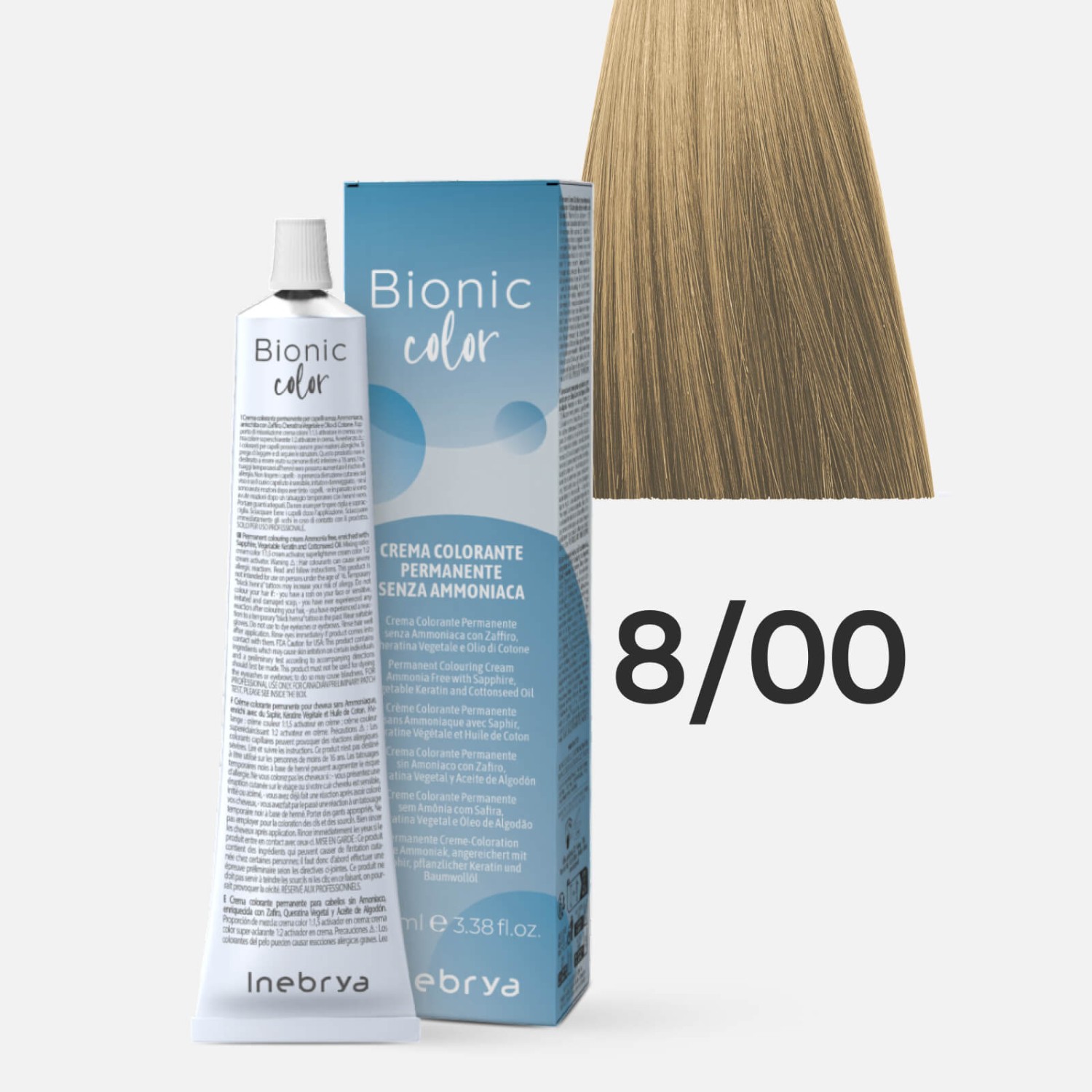 inebrya bionic color 8/00 Краска для волос без аммиака Светлый русый интенсивный 100 мл INEBRYA Bionic Color 8/00 Краска для волос без аммиака Светлый русый интенсивный 100 мл — изображение 1