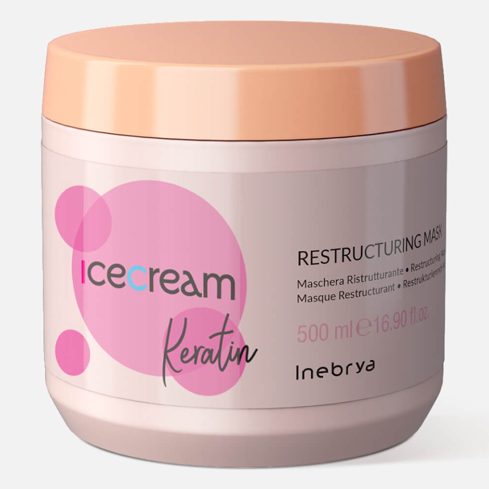 inebrya ice cream keratin Маска кератиновая для укрепления структуры волос restructuring mask 500мл INEBRYA Ice Cream Keratin Restructuring Mask Укрепляющая маска для волос кератином 500 мл — изображение 1