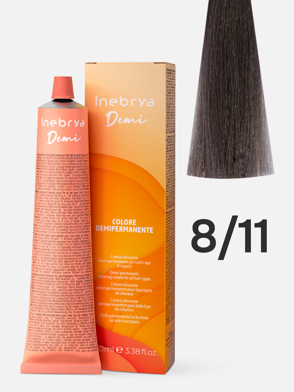 inebrya demi permanent Крем краска тонирующая для волос 8/11 светлый блонд пепельный интенсивн 100 мл INEBRYA DEMI-PERMANENT Крем-краска тонирующая для волос 8/11 светлый блонд пепельный интенсивн 100 мл — изображение 1