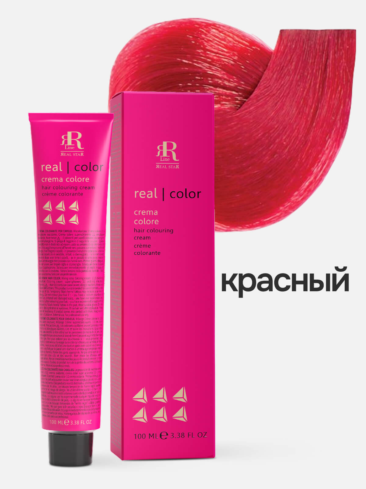 rr line real star Крем краска для окрашивания волос real color professional hair colouring cream rosso красный 100мл RR LINE REAL STAR Крем-краска для окрашивания волос REAL COLOR PROFESSIONAL HAIR COLOURING CREAM ROSSO красный 100мл — изображение 1