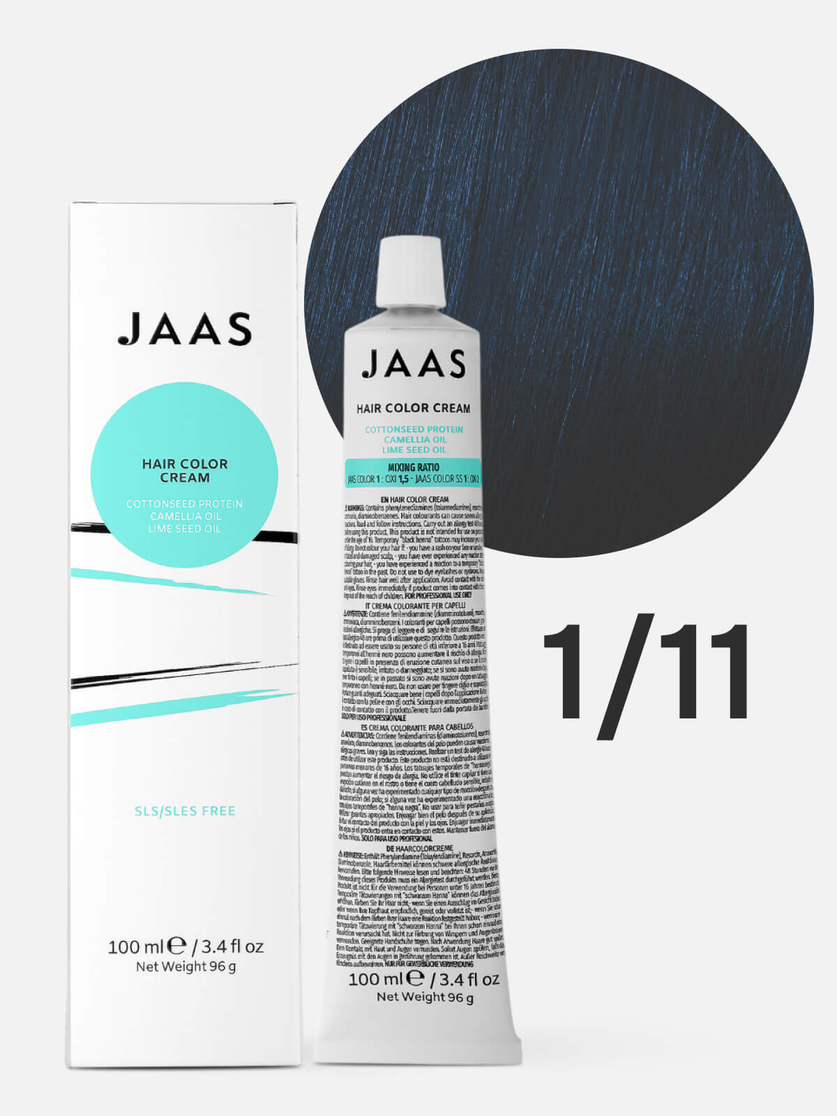 jaas hair color cream 1.11 Крем краска для волос Иссиня черный 100 мл JAAS Hair Color Cream 1.11 Крем-краска для волос Иссиня черный 100 мл — изображение 1