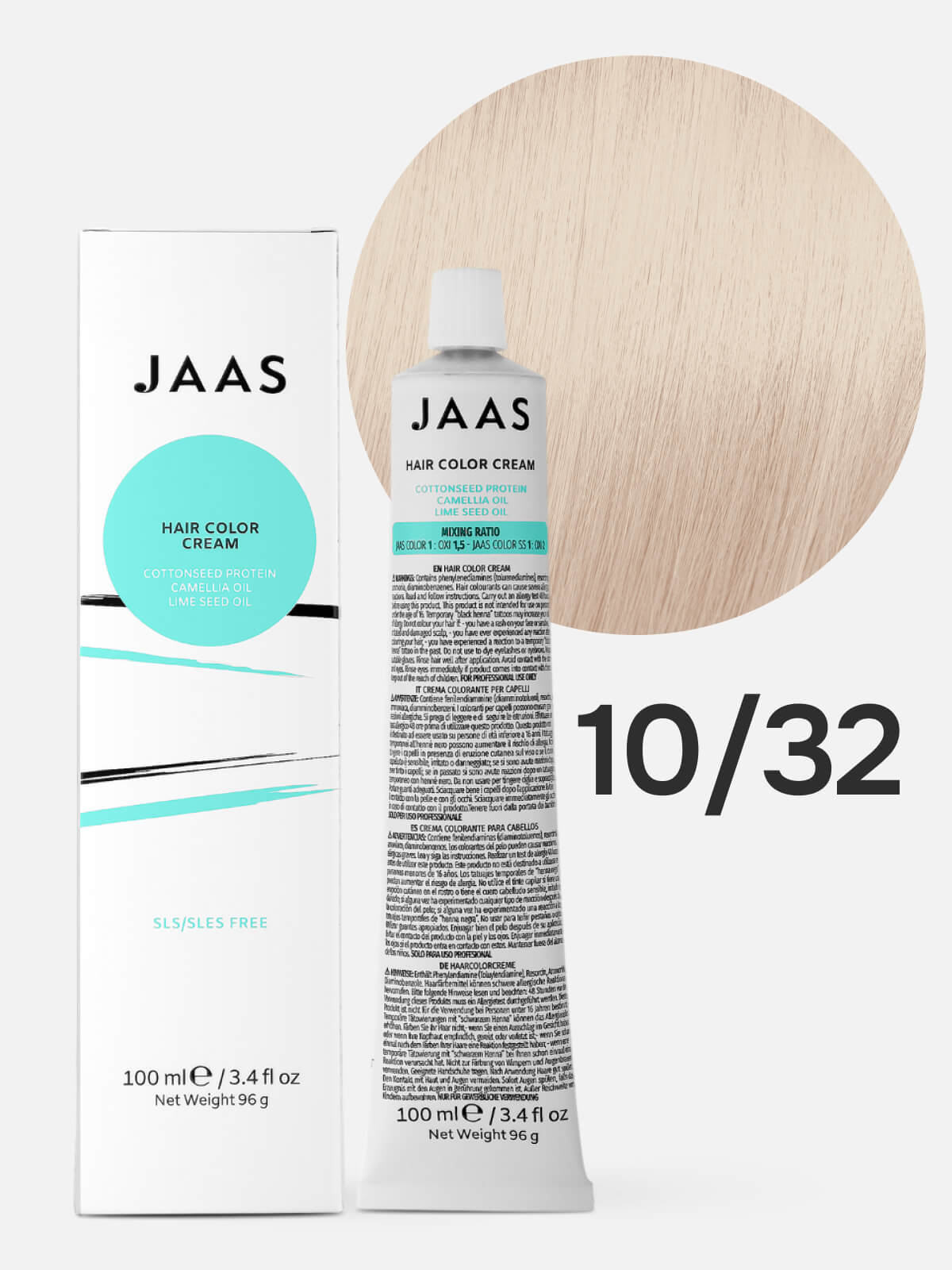 jaas hair color cream 10.32 Крем краска для волос Ультра светлый бежевый блондин 100 мл JAAS Hair Color Cream 10.32 Крем-краска для волос Ультра светлый бежевый блондин 100 мл — изображение 1