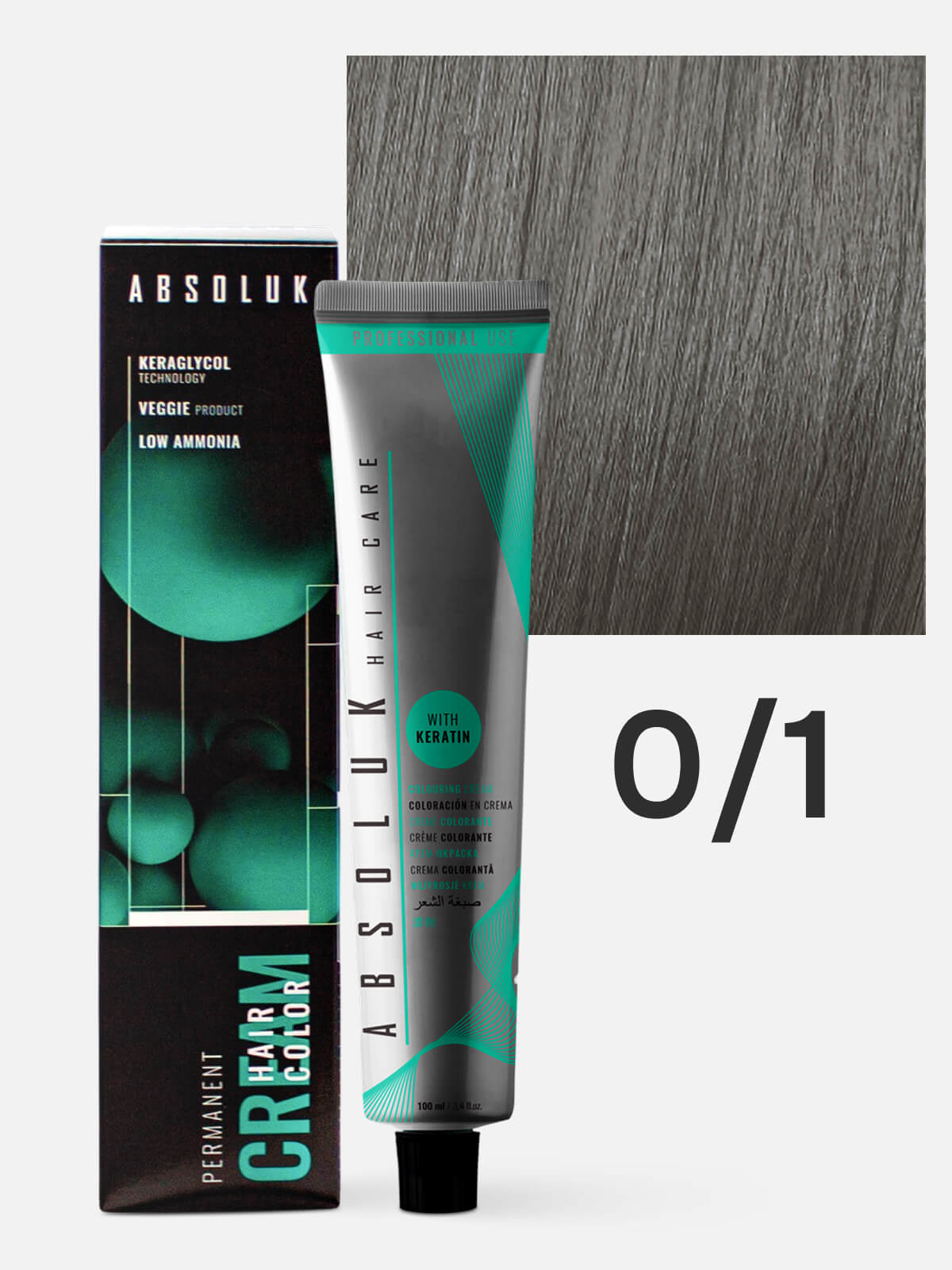 a0.1 ABSOLUK Краска стойкая для волос PERMANENT HAIR COLOR CREAM 0.1 пепельный корректор 100мл — изображение 1
