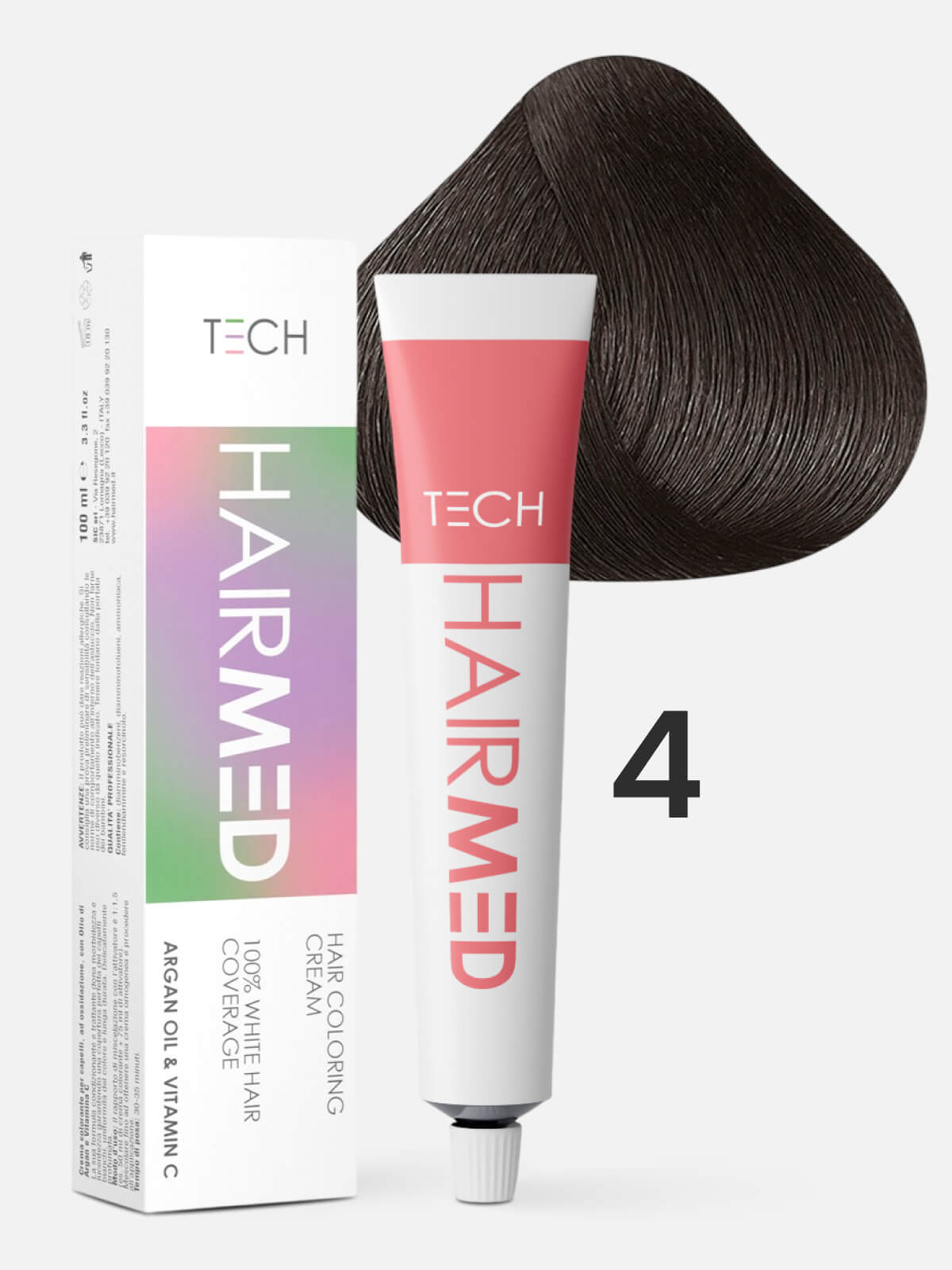 hairmed tech hair coloring cream 4 Перманентная крем краска для волос каштан натуральный 100 мл HAIRMED Tech Hair Coloring Cream 4 Перманентная крем-краска для волос каштан натуральный 100 мл — изображение 1