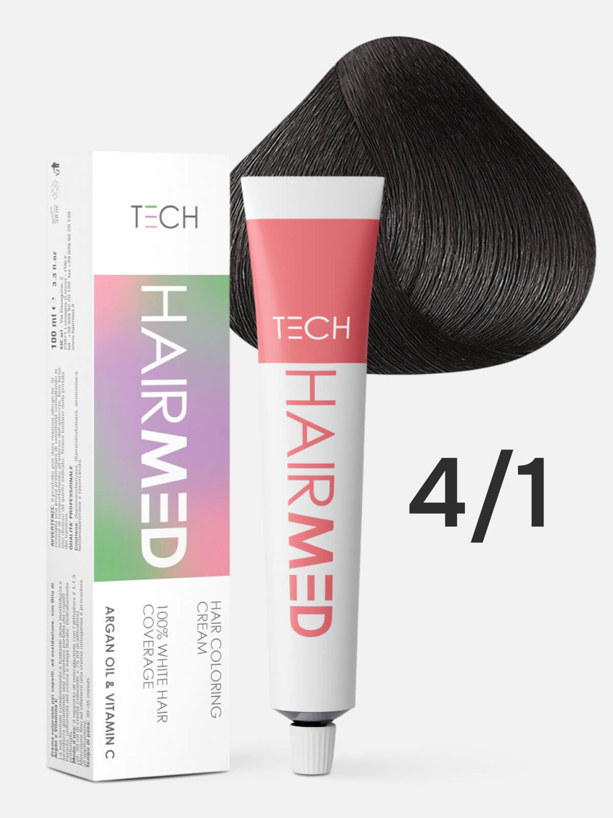 col 4.1 100 HAIRMED Tech Hair Coloring Cream 4.1 Перманентная крем-краска для волос каштан пепельный 100 мл — изображение 1