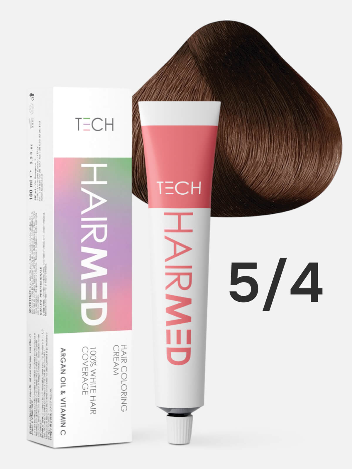 col 5.4 100 HAIRMED Tech Hair Coloring Cream 5.4 Перманентная крем-краска для волос каштан медный 100 мл — изображение 1