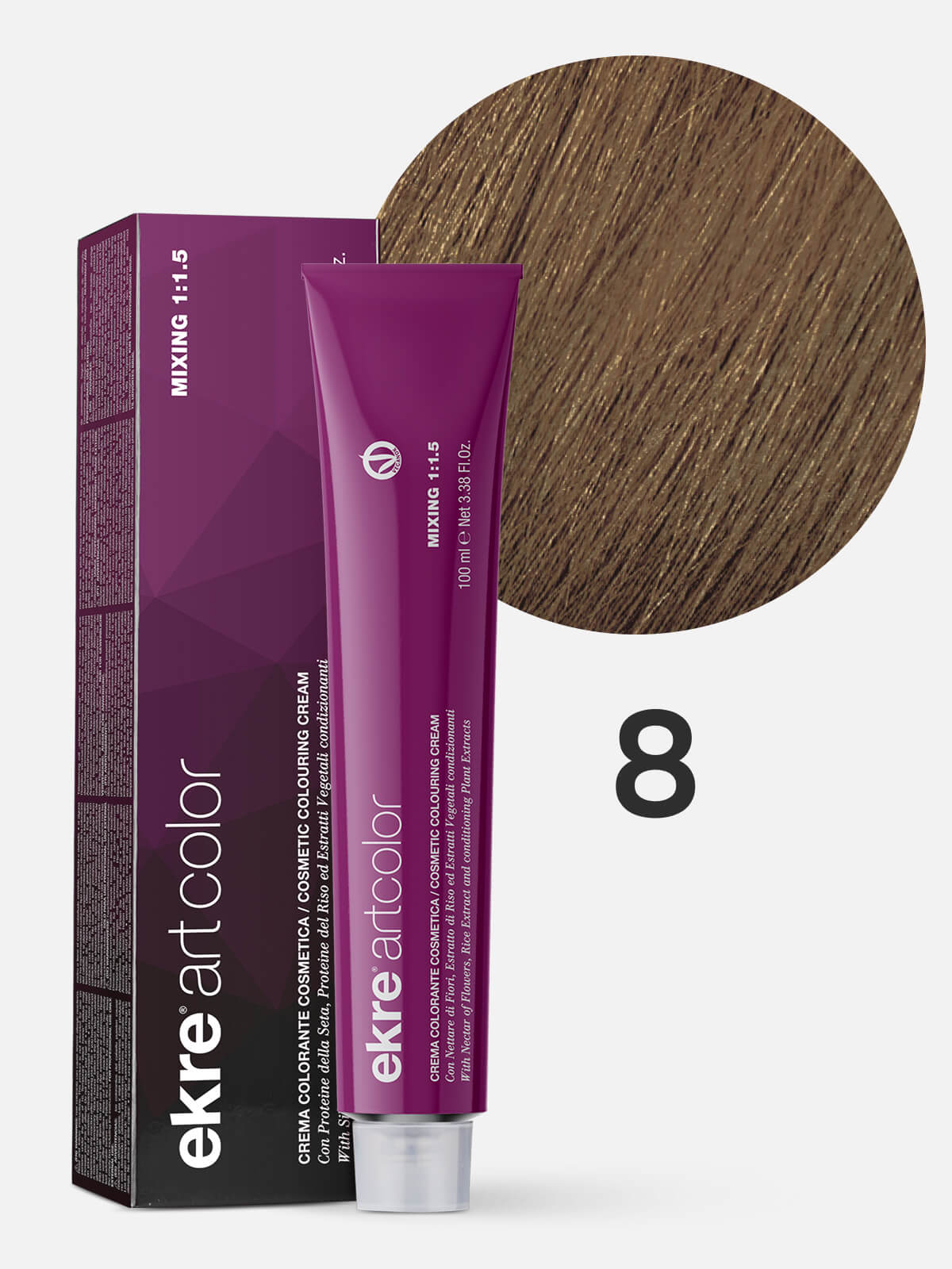 ekre artcolor cosmetic colouring cream Краска для волос 8 светлый блондин натуральный 100мл EKRE ARTCOLOR COSMETIC COLOURING CREAM Краска для волос 8 светлый блондин натуральный 100мл — изображение 1