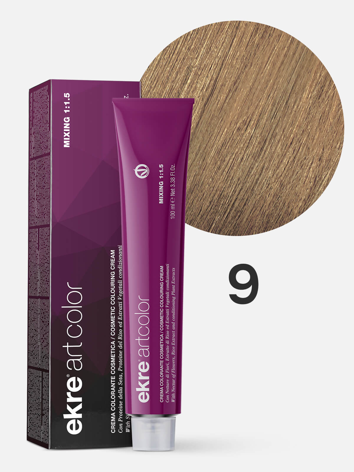 ekre artcolor cosmetic colouring cream Краска для волос 9 очень светлый блондин натуральный 100мл EKRE ARTCOLOR COSMETIC COLOURING CREAM Краска для волос 9 очень светлый блондин натуральный 100мл — изображение 1