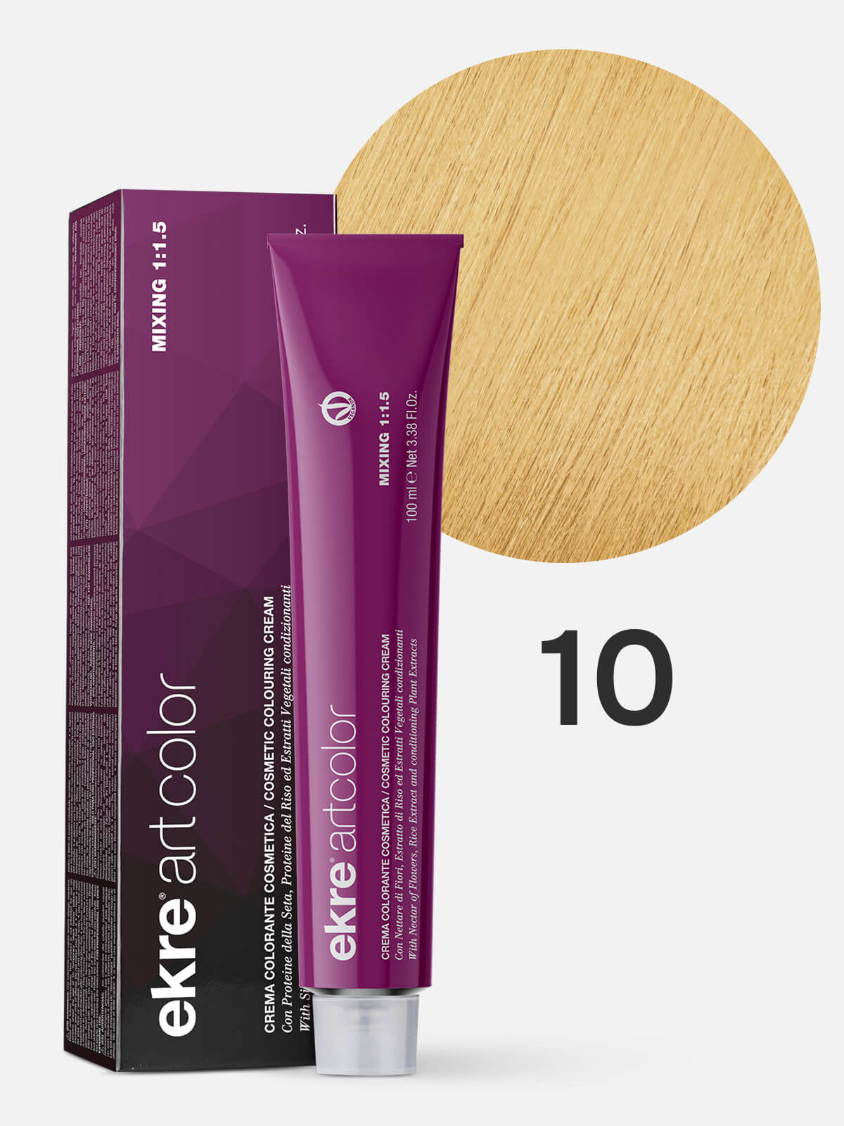 ekre artcolor cosmetic colouring cream Краска для волос 10 очень светлый блондин натуральный 100мл EKRE ARTCOLOR COSMETIC COLOURING CREAM Краска для волос 10 очень светлый блондин натуральный 100мл — изображение 1
