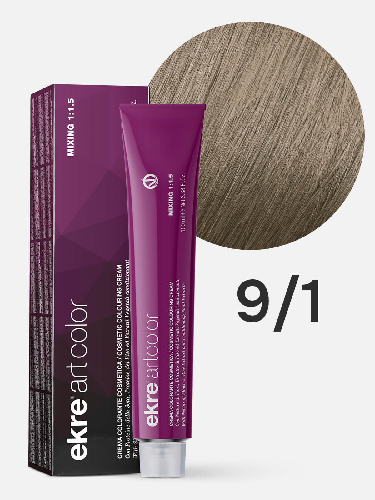 ekre artcolor cosmetic colouring cream Краска для волос 9.1 очень светлый блондин пепельный 100мл EKRE ARTCOLOR COSMETIC COLOURING CREAM Краска для волос 9.1 очень светлый блондин пепельный 100мл — изображение 1