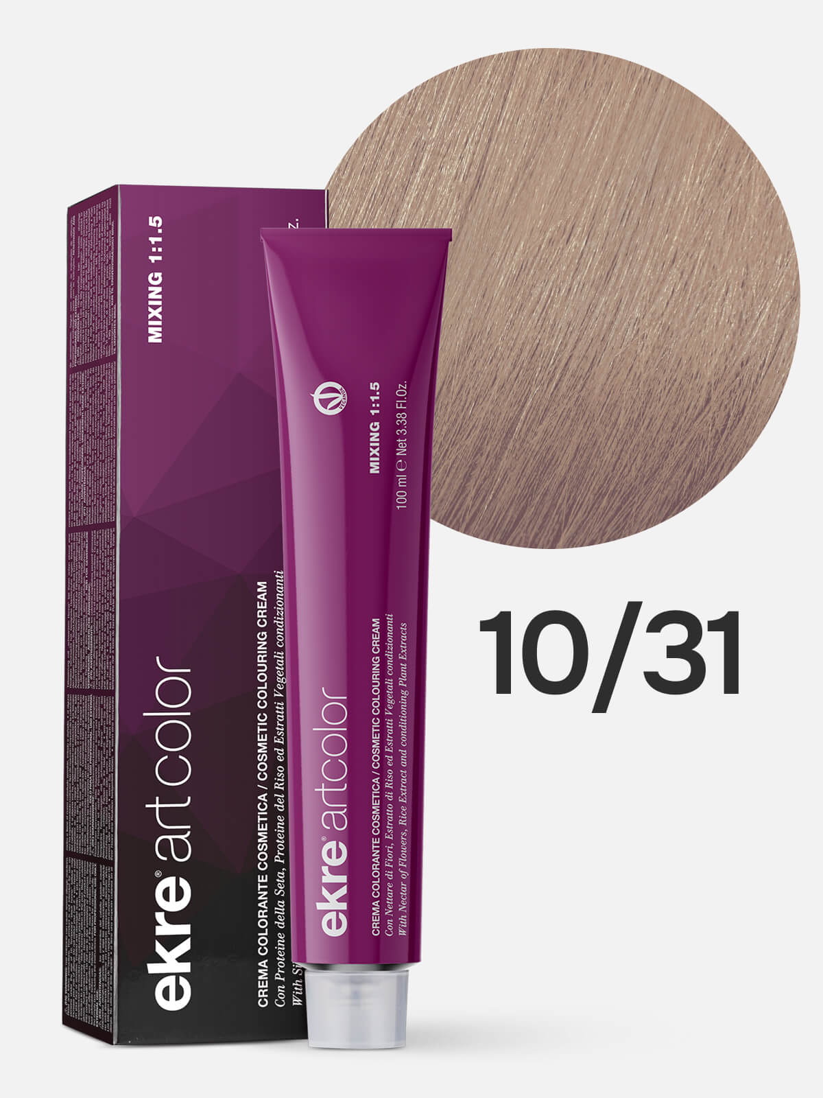 ekre artcolor cosmetic colouring cream Краска для волос 10.31 золотисто пепельный экстра блондин 100мл EKRE ARTCOLOR COSMETIC COLOURING CREAM Краска для волос 10.31 золотисто-пепельный экстра блондин 100мл — изображение 1