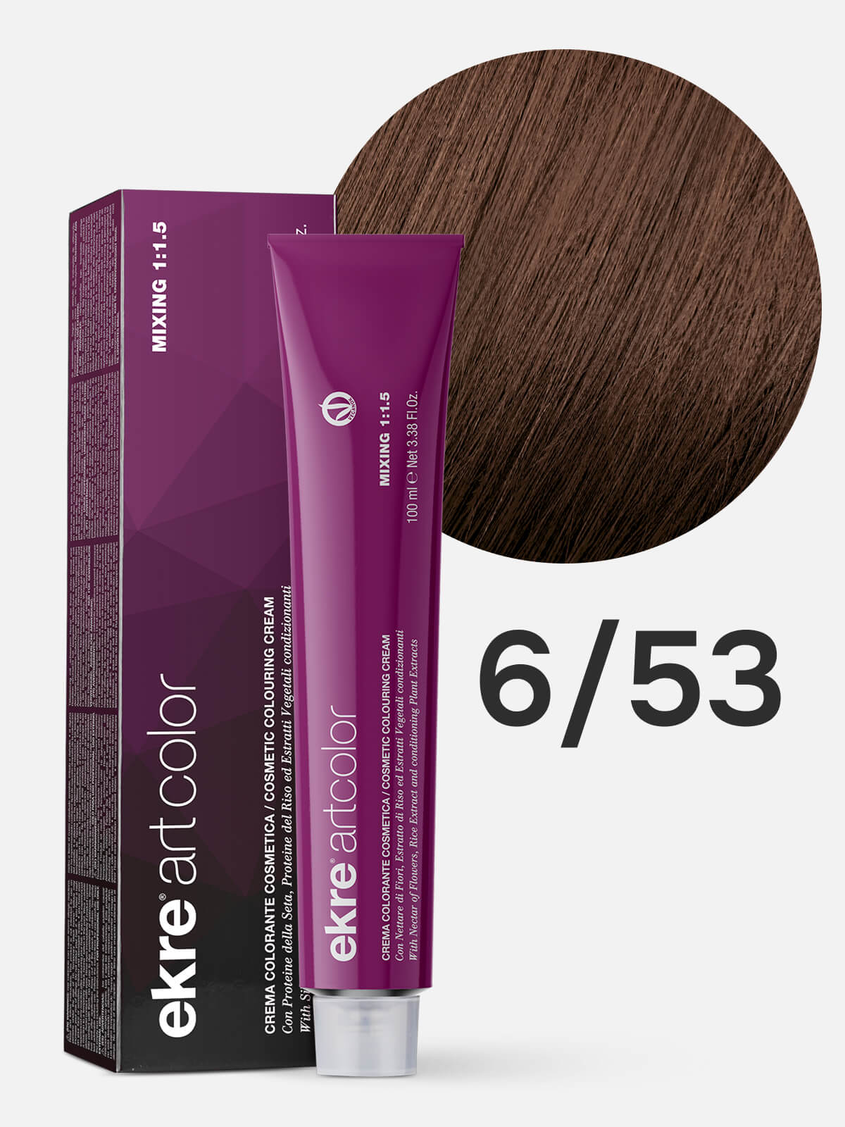 ekre artcolor cosmetic colouring cream Краска для волос 6.53 темный махагоново золотистый блондин/шоколад 100мл EKRE ARTCOLOR COSMETIC COLOURING CREAM Краска для волос 6.53 темный махагоново-золотистый блондин/шоколад 100мл — изображение 1