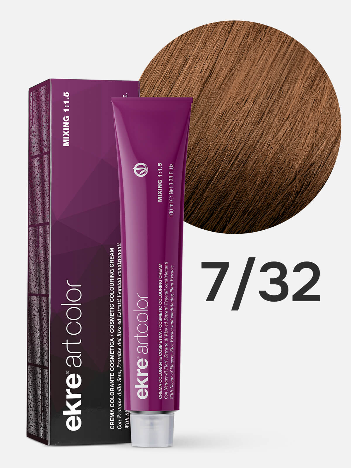 ekre artcolor cosmetic colouring cream Краска для волос 7.32 золотисто фиолетовый блондин/капучино 100мл EKRE ARTCOLOR COSMETIC COLOURING CREAM Краска для волос 7.32 золотисто-фиолетовый блондин/капучино 100мл — изображение 1