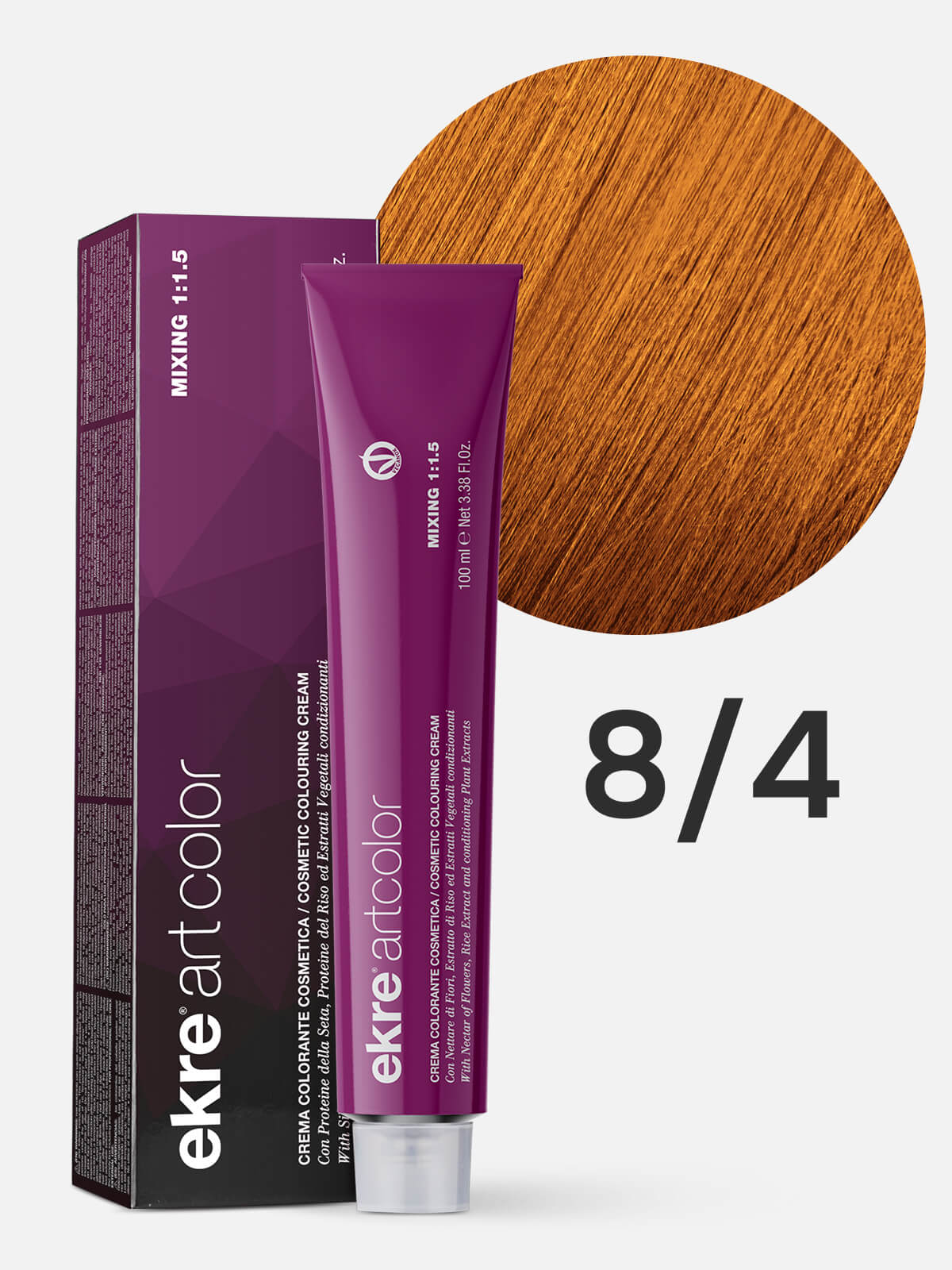 ekre artcolor cosmetic colouring cream Краска для волос 8.4 светлый медный блондин 100мл EKRE ARTCOLOR COSMETIC COLOURING CREAM Краска для волос 8.4 светлый медный блондин 100мл — изображение 1