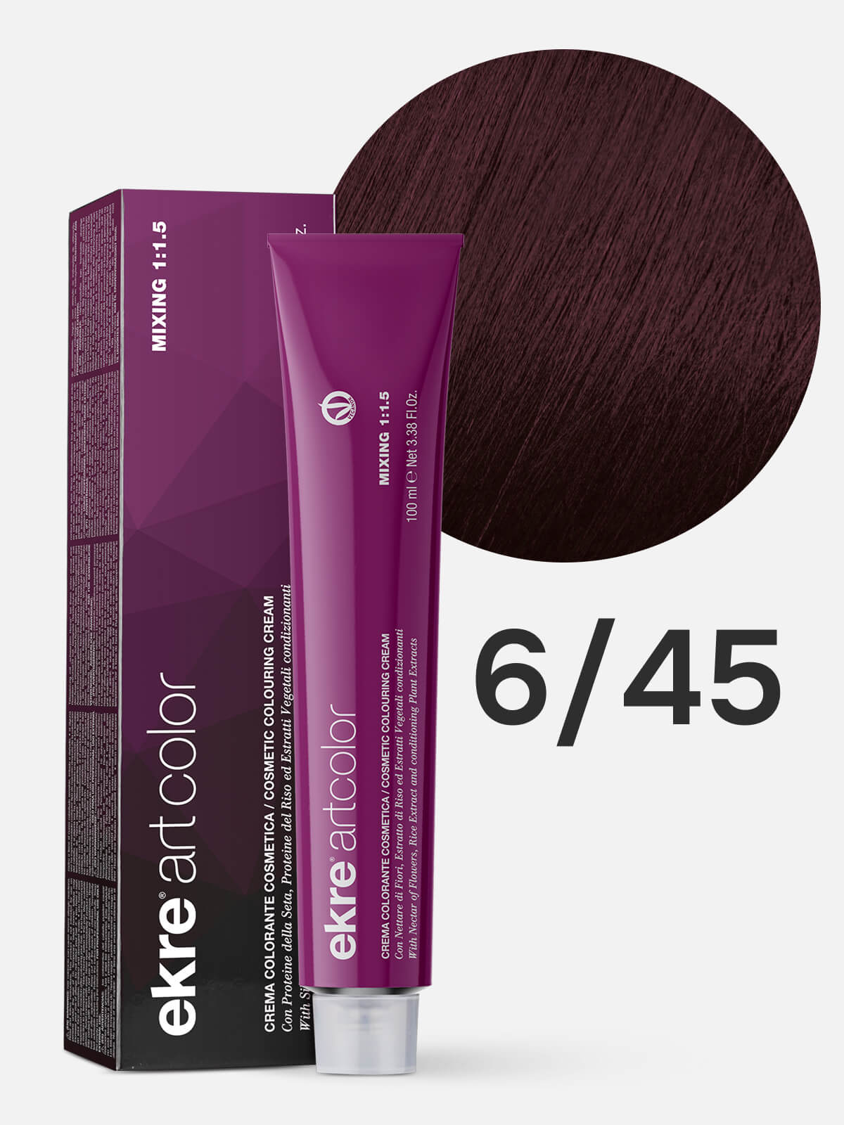 ekre artcolor cosmetic colouring cream Краска для волос 6.45 темный медно махагоновый блондин 100мл EKRE ARTCOLOR COSMETIC COLOURING CREAM Краска для волос 6.45 темный медно-махагоновый блондин 100мл — изображение 1