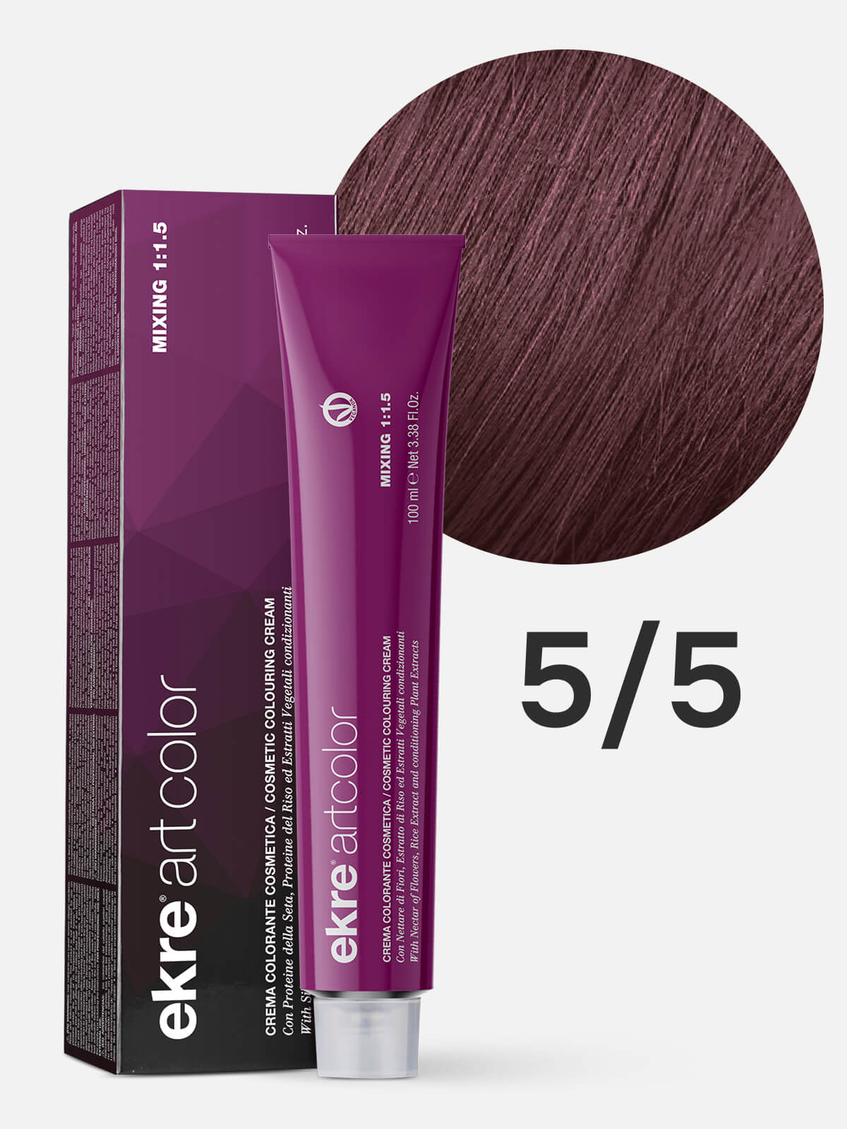 ekre artcolor cosmetic colouring cream Краска для волос 5.5 светлый каштановый махагоновый 100мл EKRE ARTCOLOR COSMETIC COLOURING CREAM Краска для волос 5.5 светлый каштановый махагоновый 100мл — изображение 1