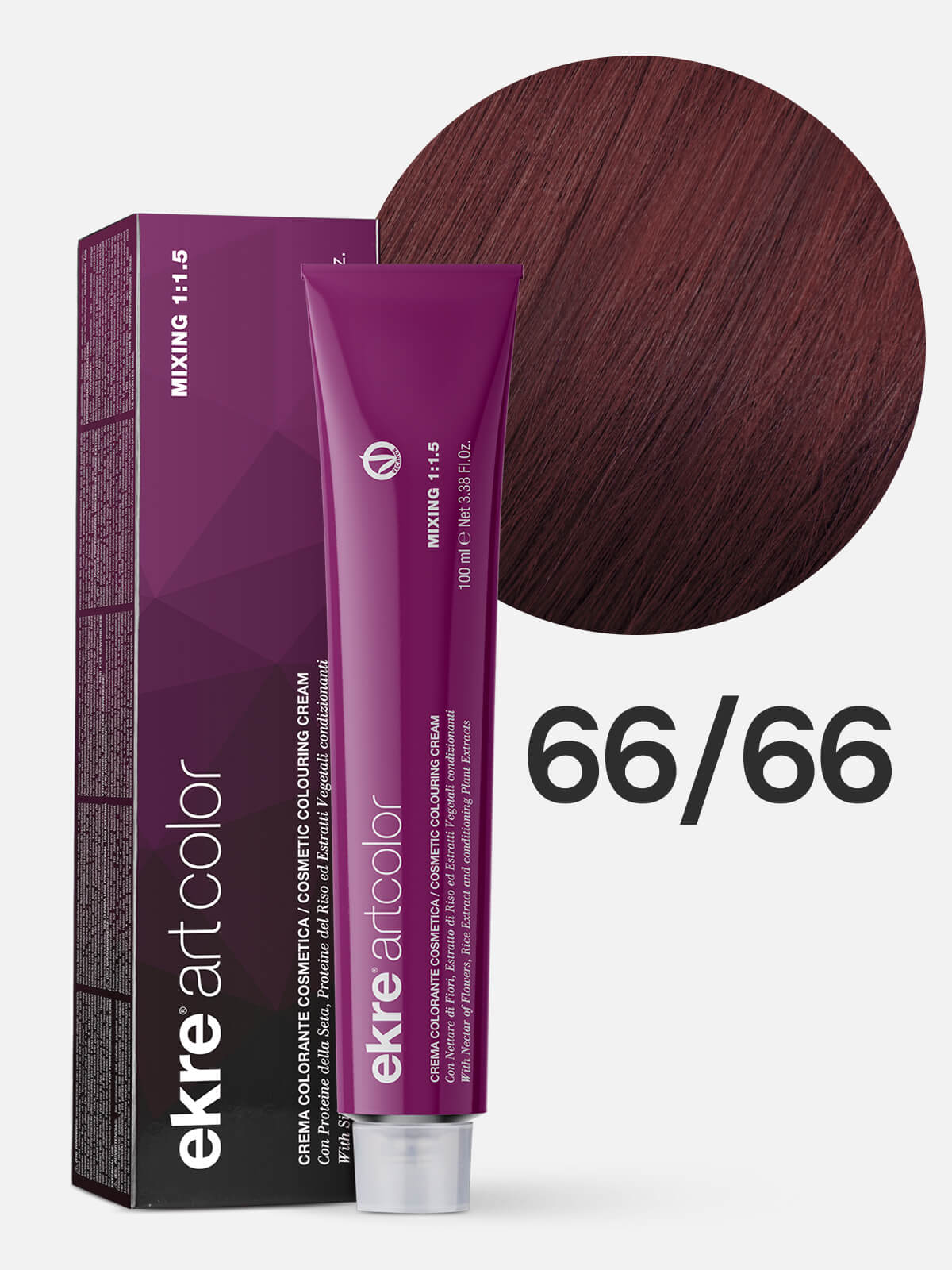 ekre artcolor cosmetic colouring cream Краска для волос 66.66 темный бриллиантовый красный блондин 100мл EKRE ARTCOLOR COSMETIC COLOURING CREAM Краска для волос 66.66 темный бриллиантовый красный блондин 100мл — изображение 1