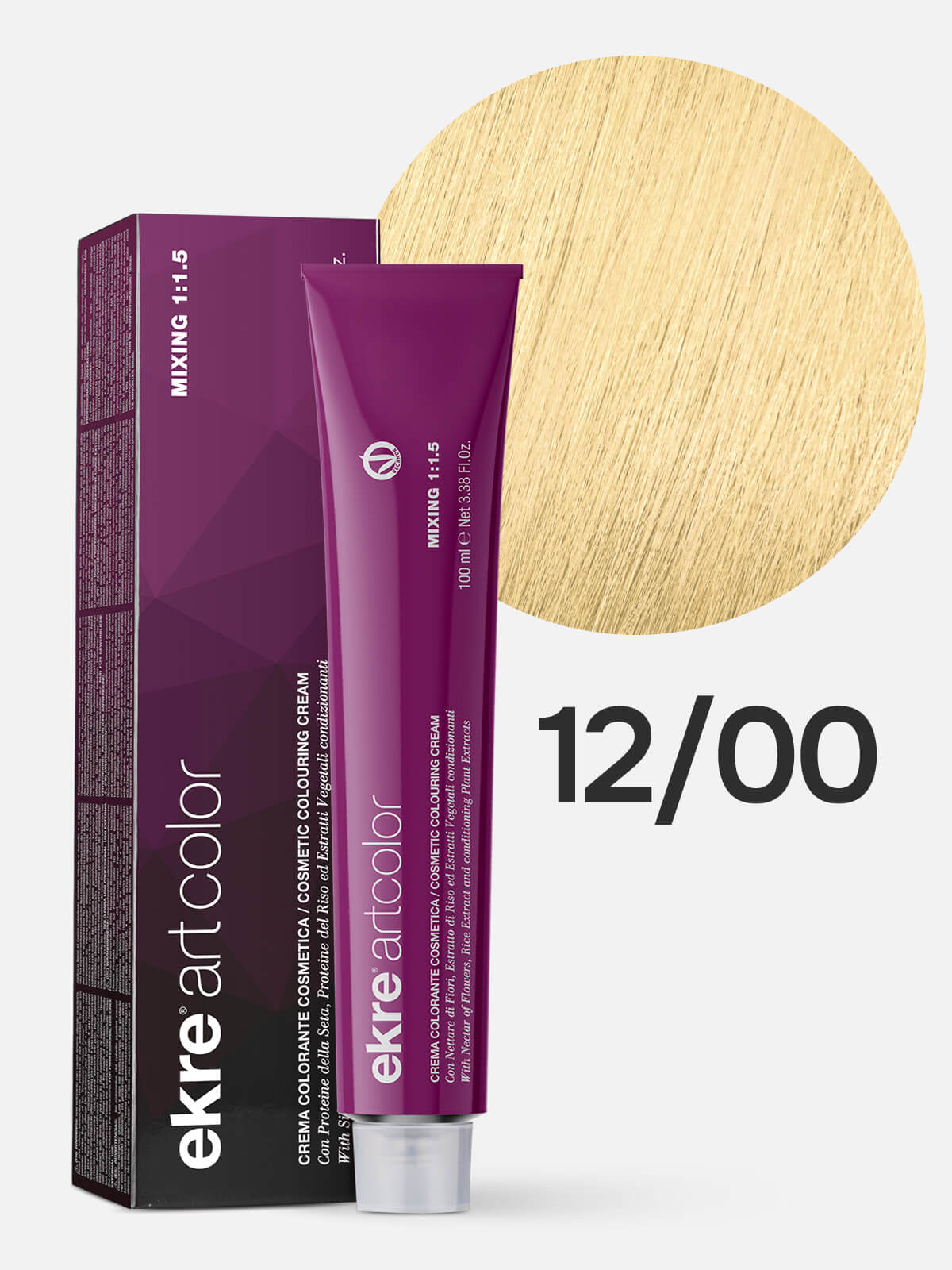 ekre artcolor cosmetic colouring cream Краска для волос 12.00 суперосветляющий натуральный блондин экстра 100мл EKRE ARTCOLOR COSMETIC COLOURING CREAM Краска для волос 12.00 суперосветляющий натуральный блондин экстра 100мл — изображение 1