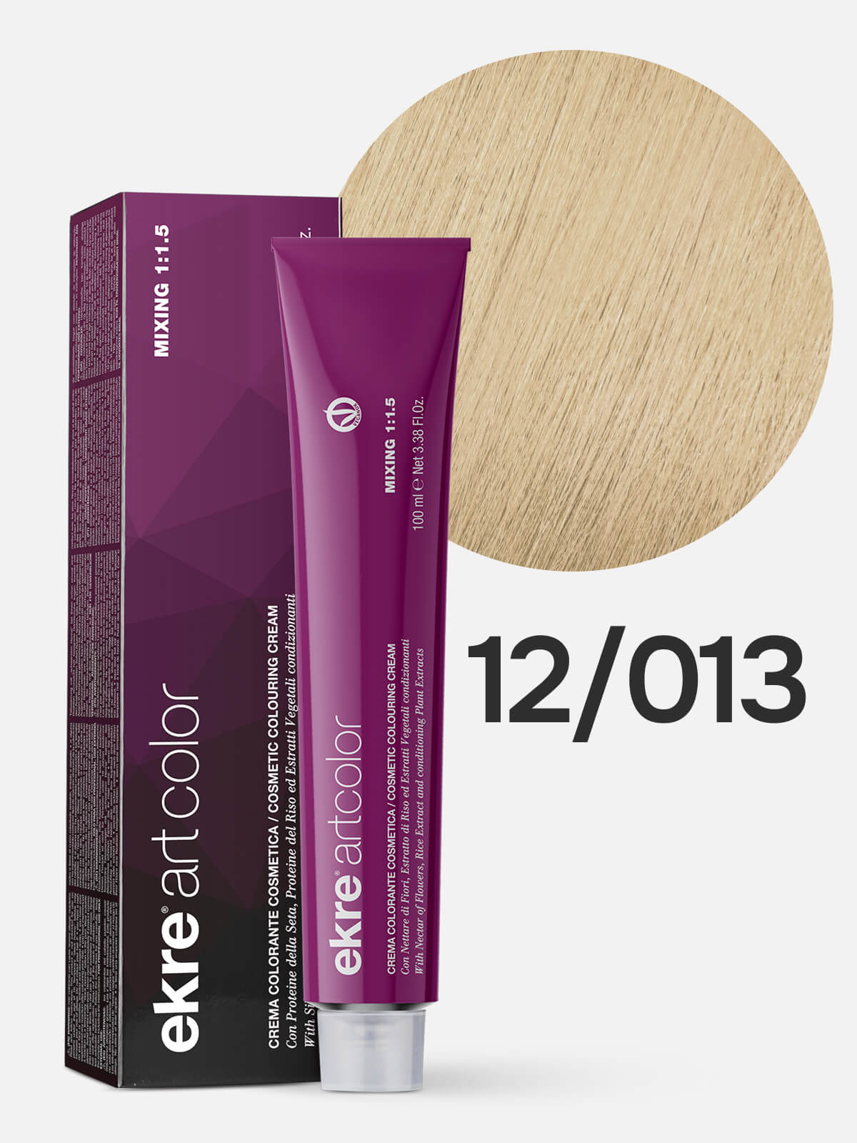 ekre artcolor cosmetic colouring cream Краска для волос 12.013 суперосветляющий бежевый блондин экстра 100мл EKRE ARTCOLOR COSMETIC COLOURING CREAM Краска для волос 12.013 суперосветляющий бежевый блондин экстра 100мл — изображение 1