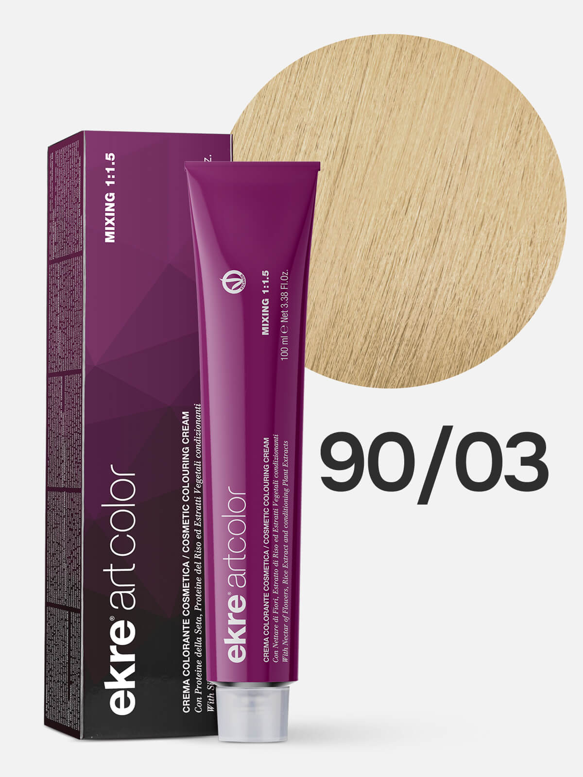 ekre artcolor cosmetic colouring cream Краска для волос 90.03 золотистый тонер 100мл EKRE ARTCOLOR COSMETIC COLOURING CREAM Краска для волос 90.03 золотистый тонер 100мл — изображение 1