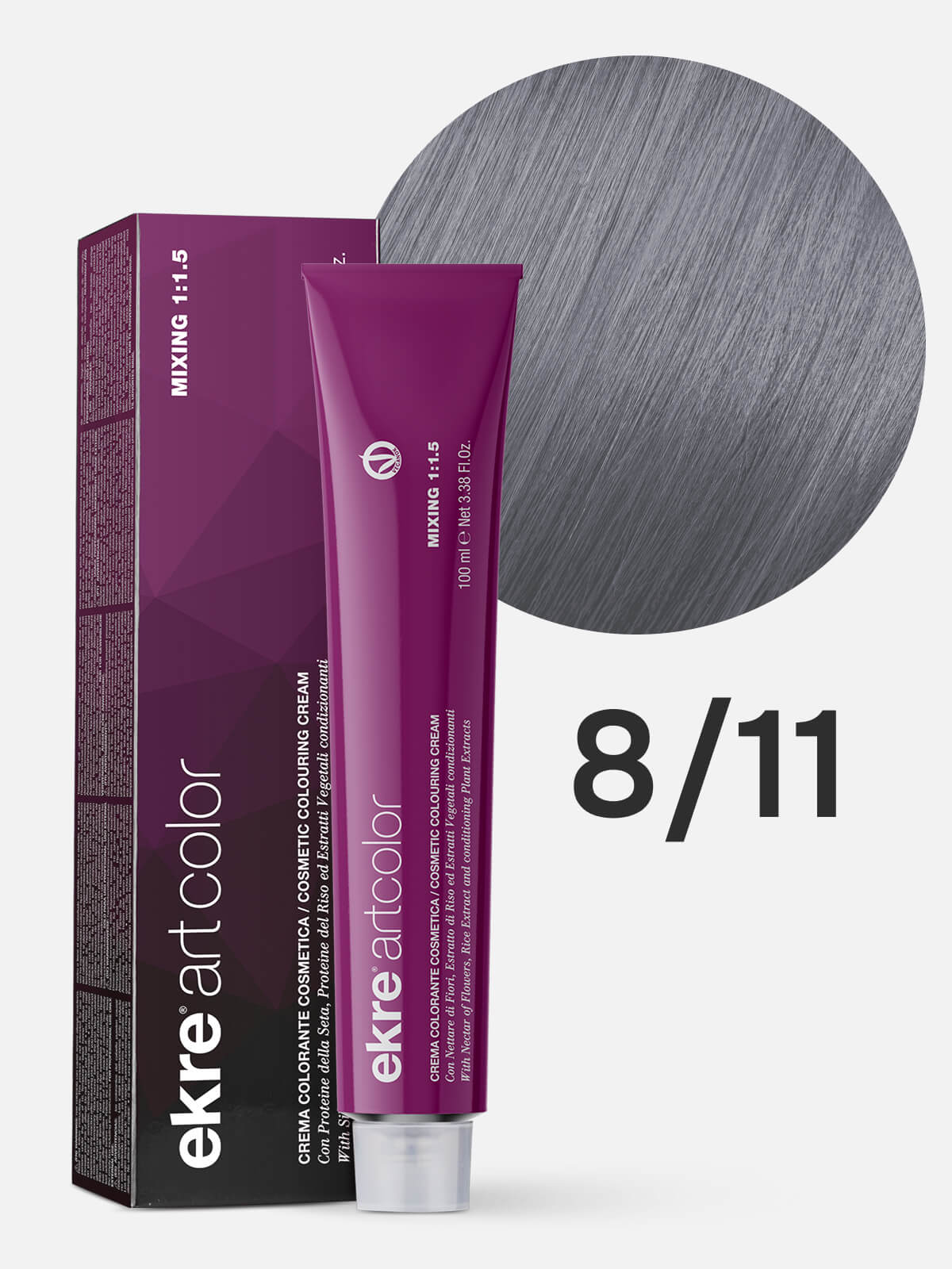 ekre artcolor cosmetic colouring cream Краска для волос 8.11 светлый интенсивный пепельный блондин 100мл EKRE ARTCOLOR COSMETIC COLOURING CREAM Краска для волос 8.11 светлый интенсивный пепельный блондин 100мл — изображение 1