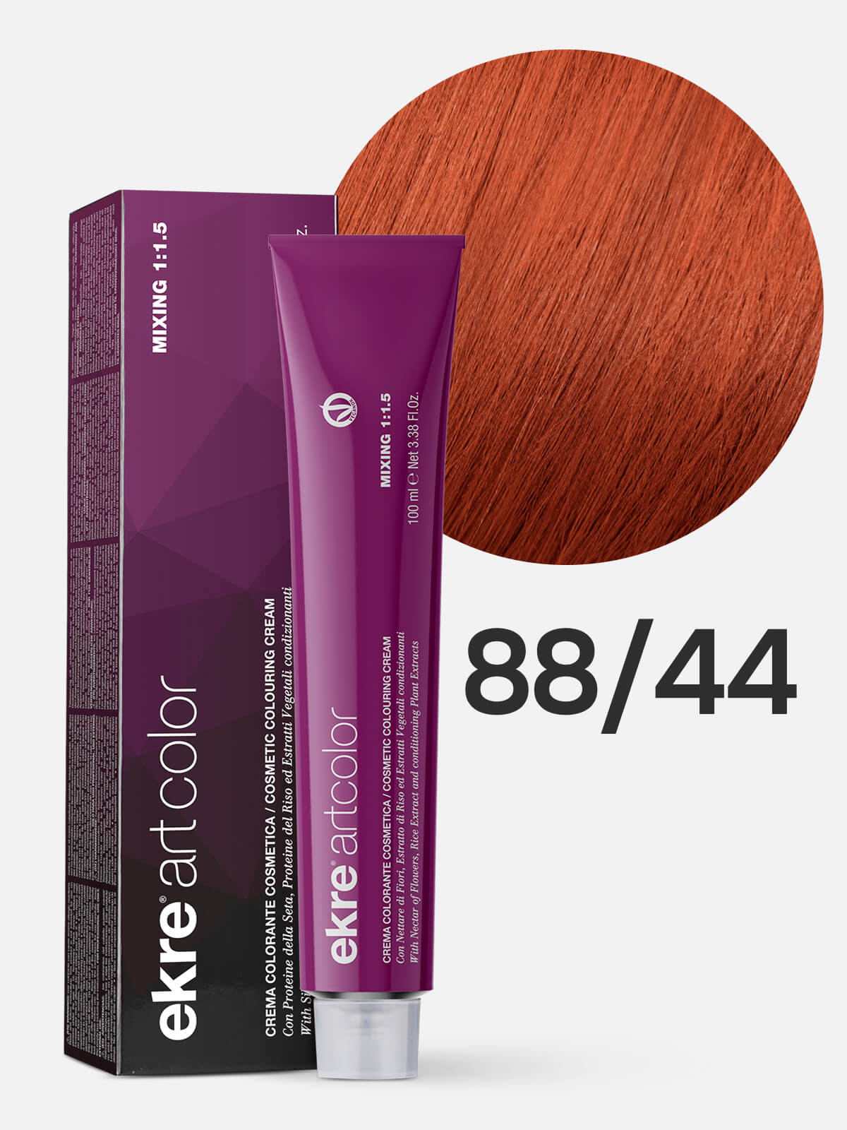 ekre artcolor cosmetic colouring cream Краска для волос 88.44 светлый интенсивный медный блондин 100мл EKRE ARTCOLOR COSMETIC COLOURING CREAM Краска для волос 88.44 светлый интенсивный медный блондин 100мл — изображение 1