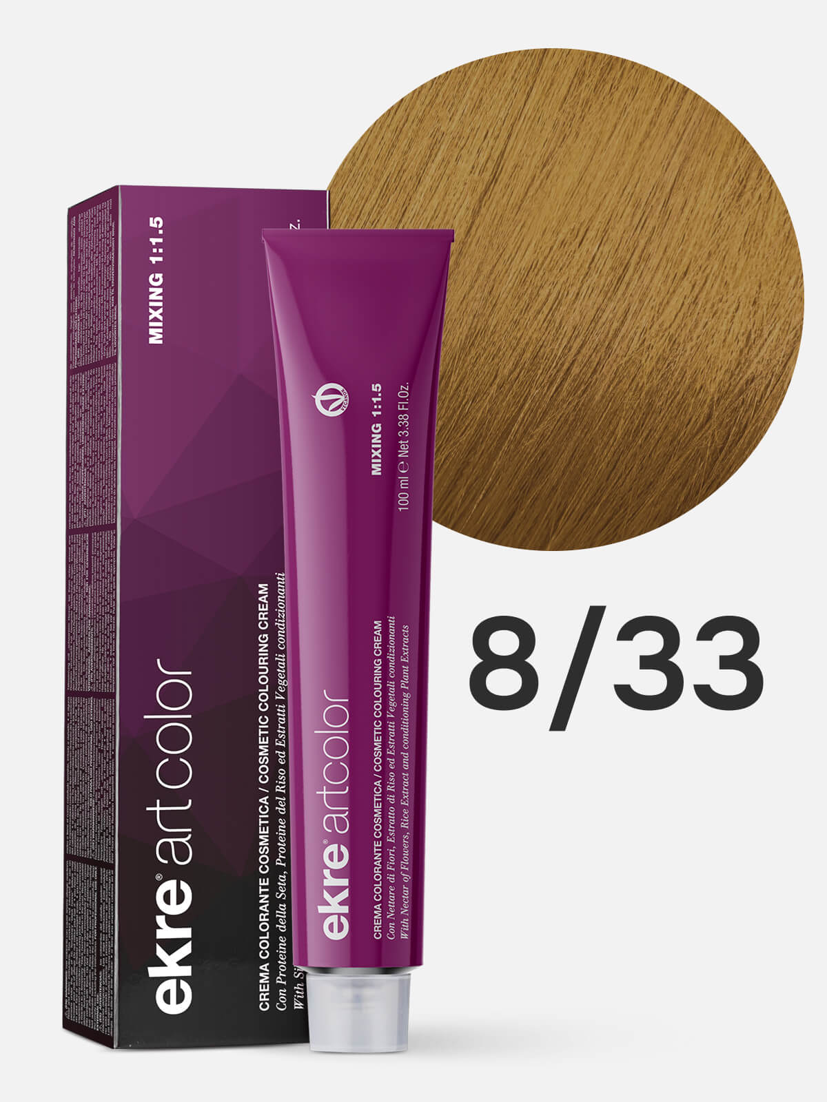 ekre artcolor cosmetic colouring cream Краска для волос 8.33 светлый интенсивный золотистый блондин 100мл EKRE ARTCOLOR COSMETIC COLOURING CREAM Краска для волос 8.33 светлый интенсивный золотистый блондин 100мл — изображение 1